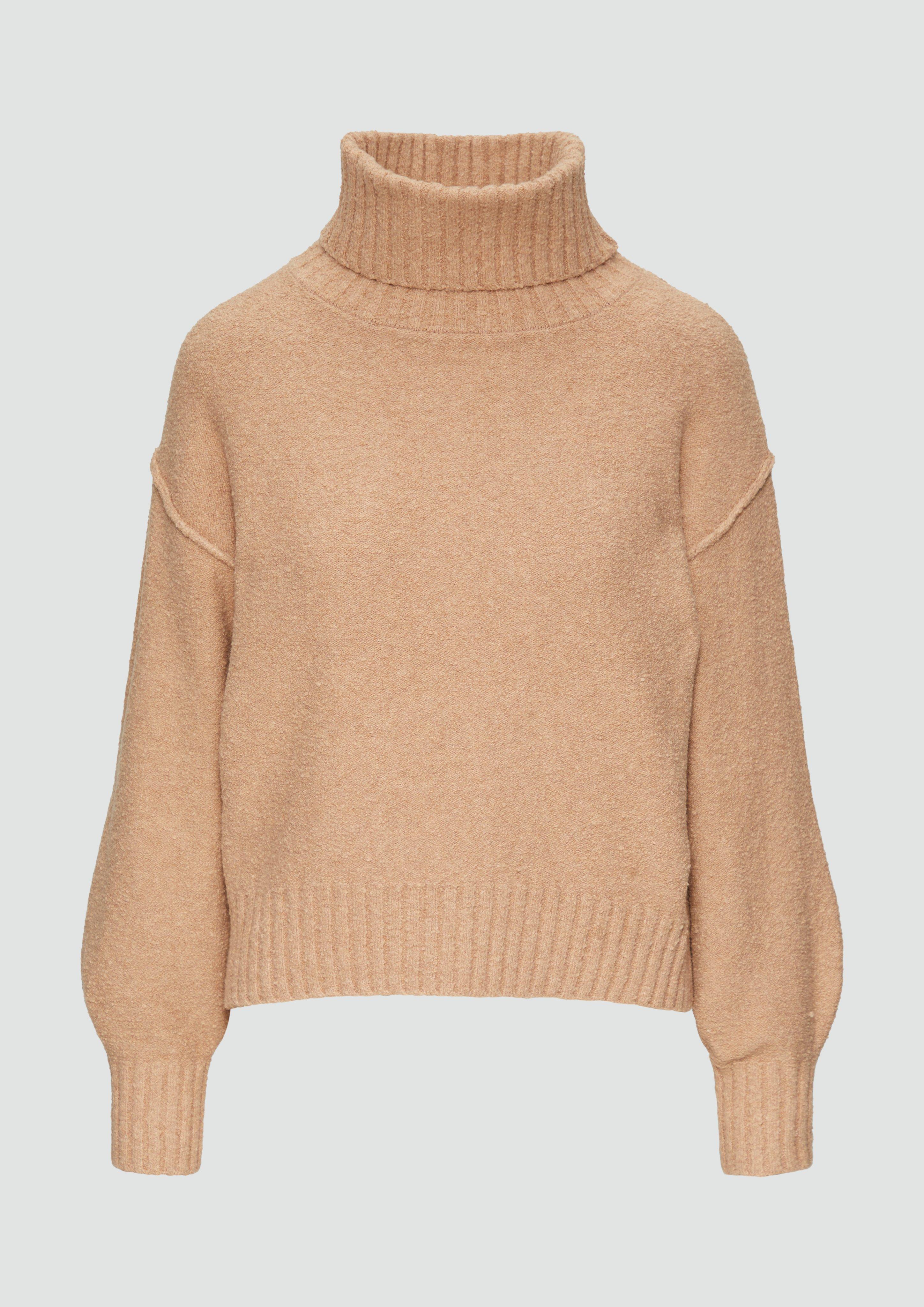 Thumbnail - s.Oliver - Weicher Rollkragenpullover aus Baumwoll-Bouclé, Damen, braun
