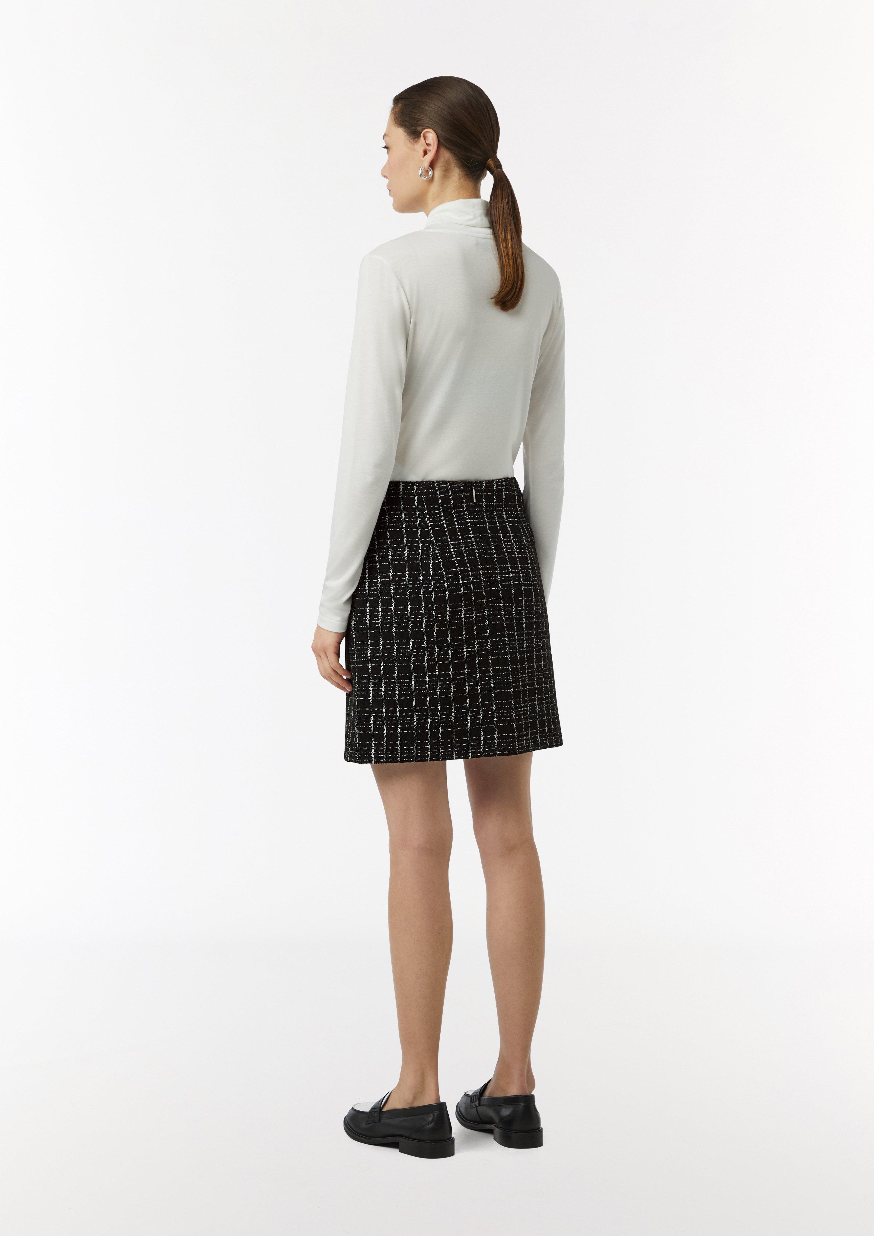 Short skirt made from bouclé jersey - black | Comma Short skirt made from bouclé jersey - black | Comma