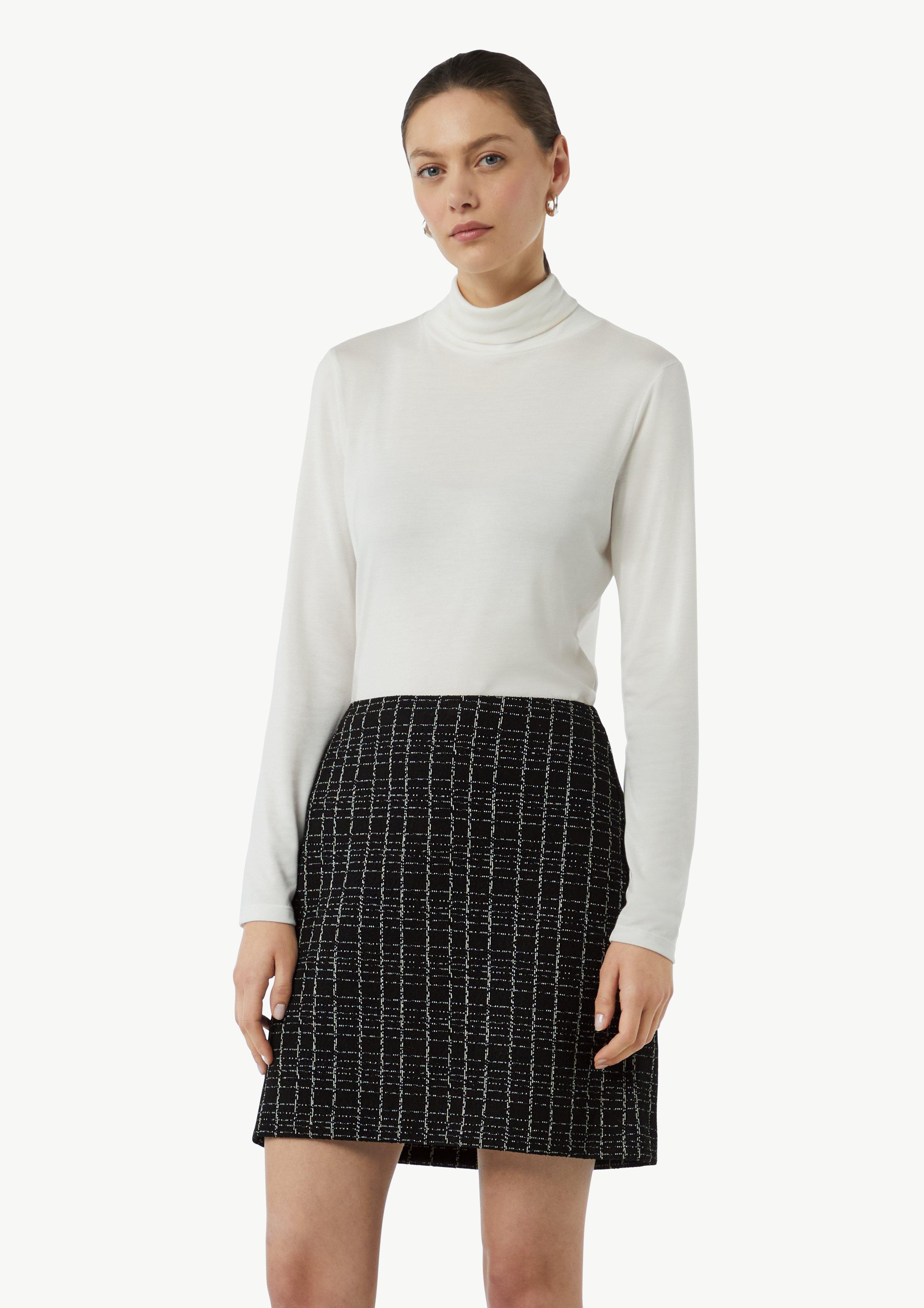 Short skirt made from bouclé jersey - black | Comma Short skirt made from bouclé jersey - black | Comma