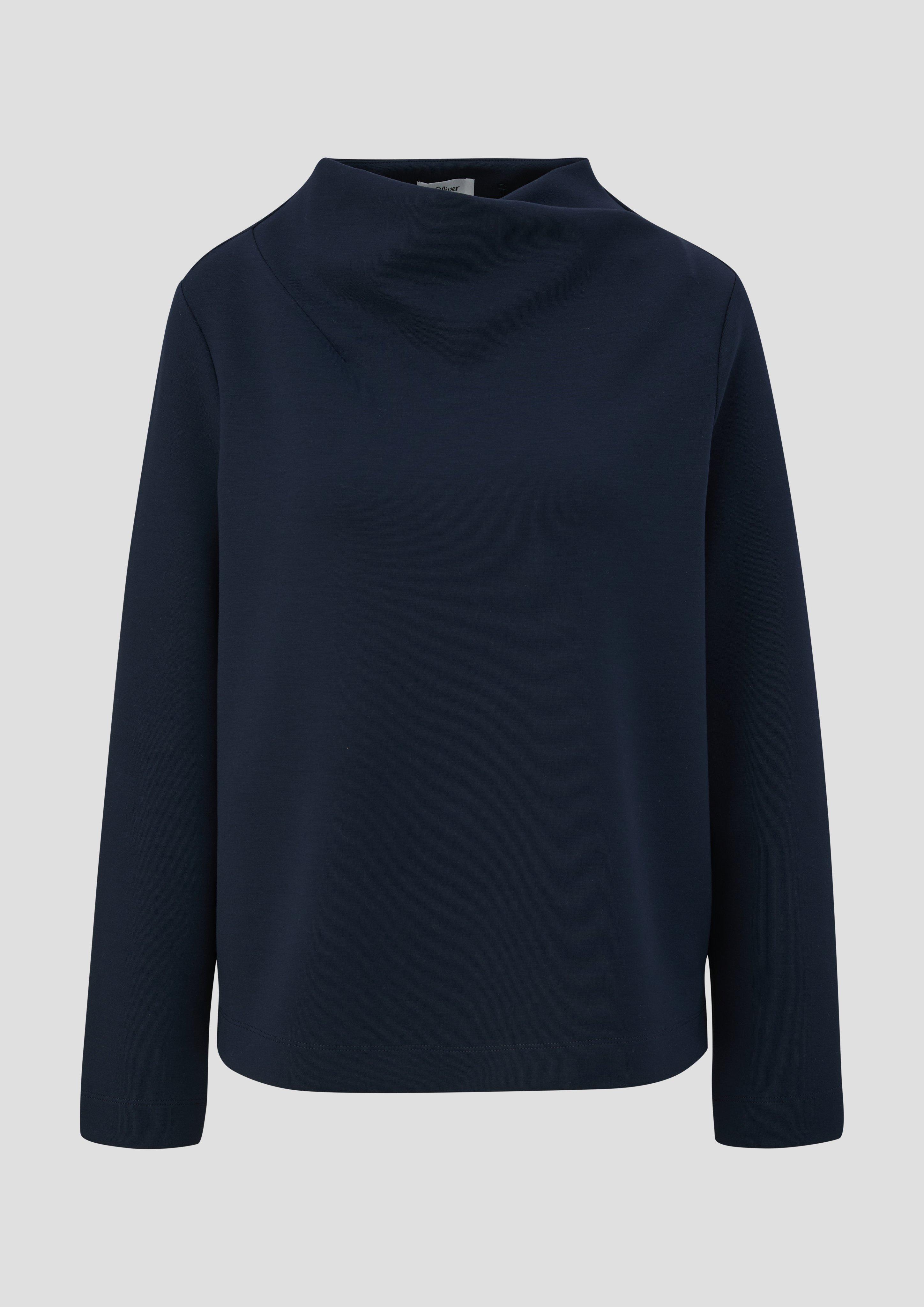 s.Oliver - Sweatshirt mit Wasserfall-Kragen, Damen, blau