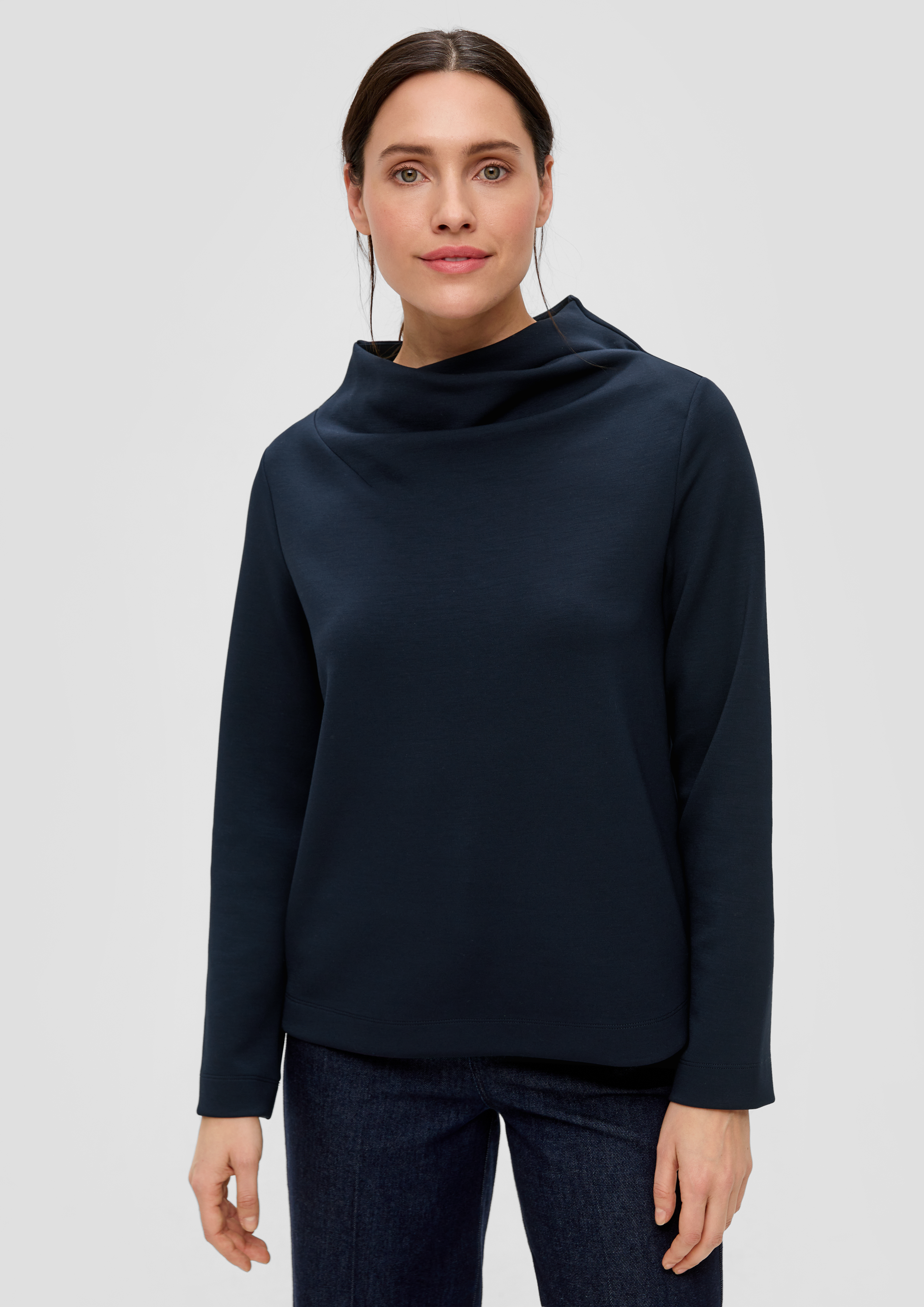 S.Oliver Sweatshirt mit Wasserfall-Kragen