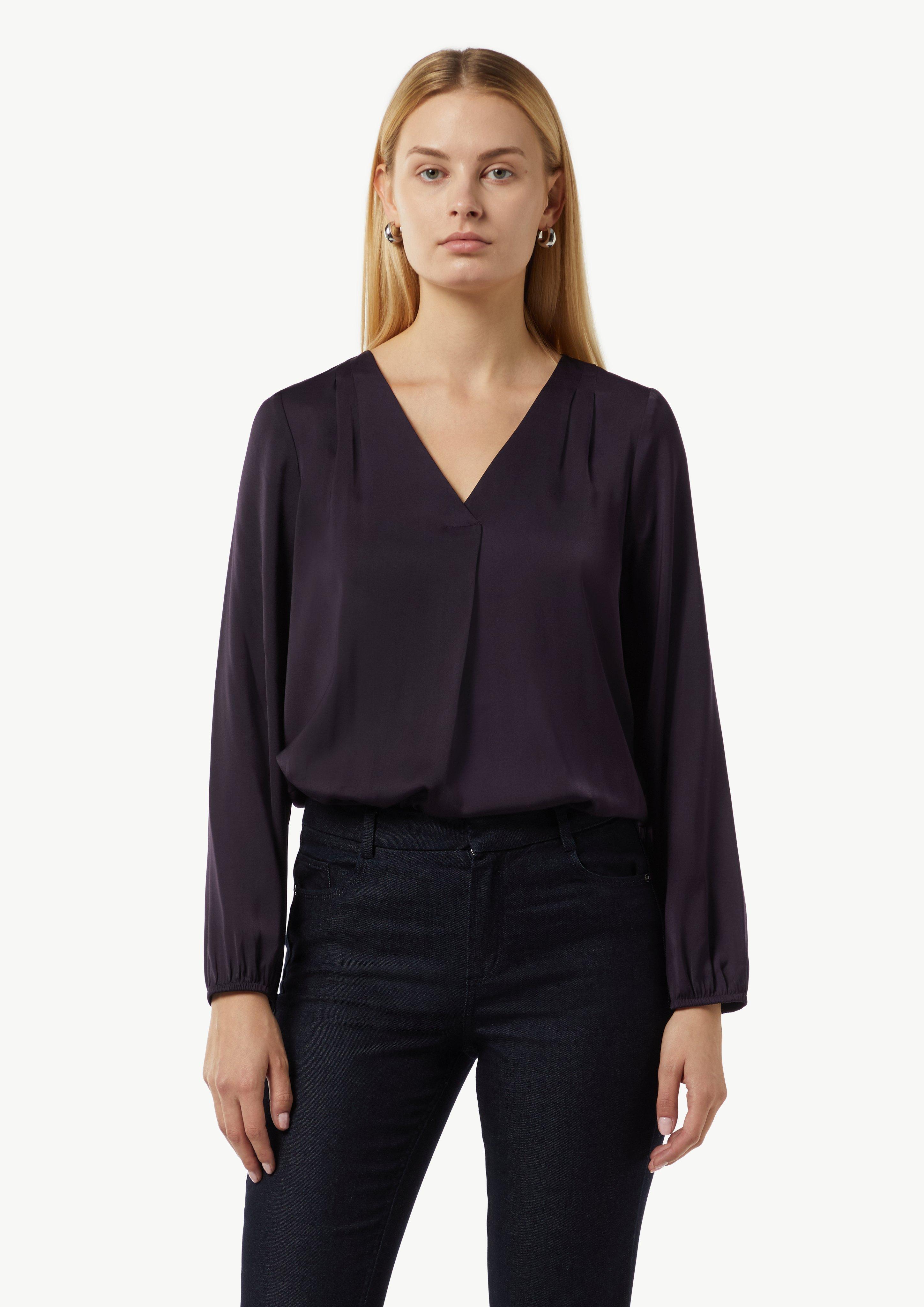 Satin blouse with a V-neckline - lilac | Comma Satin blouse with a V-neckline - lilac | Comma