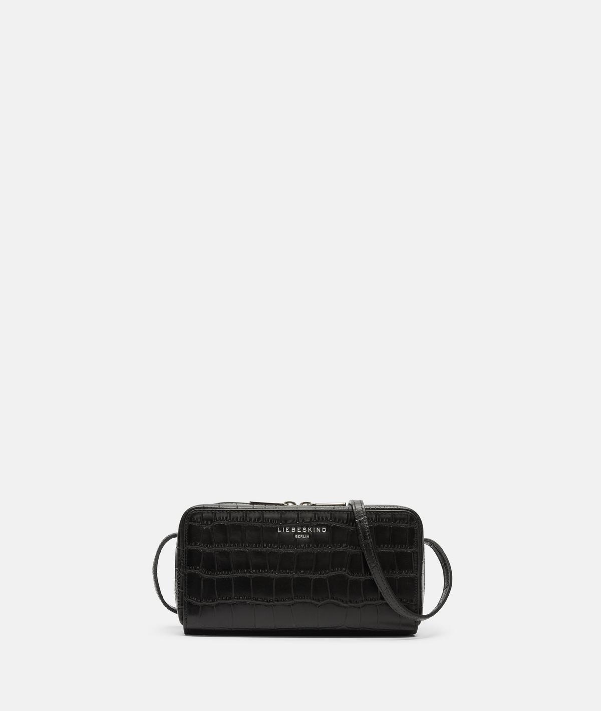 Liebeskind Berlin Black Croc Embossed Pouch Crossbody 2024 Mini Bag