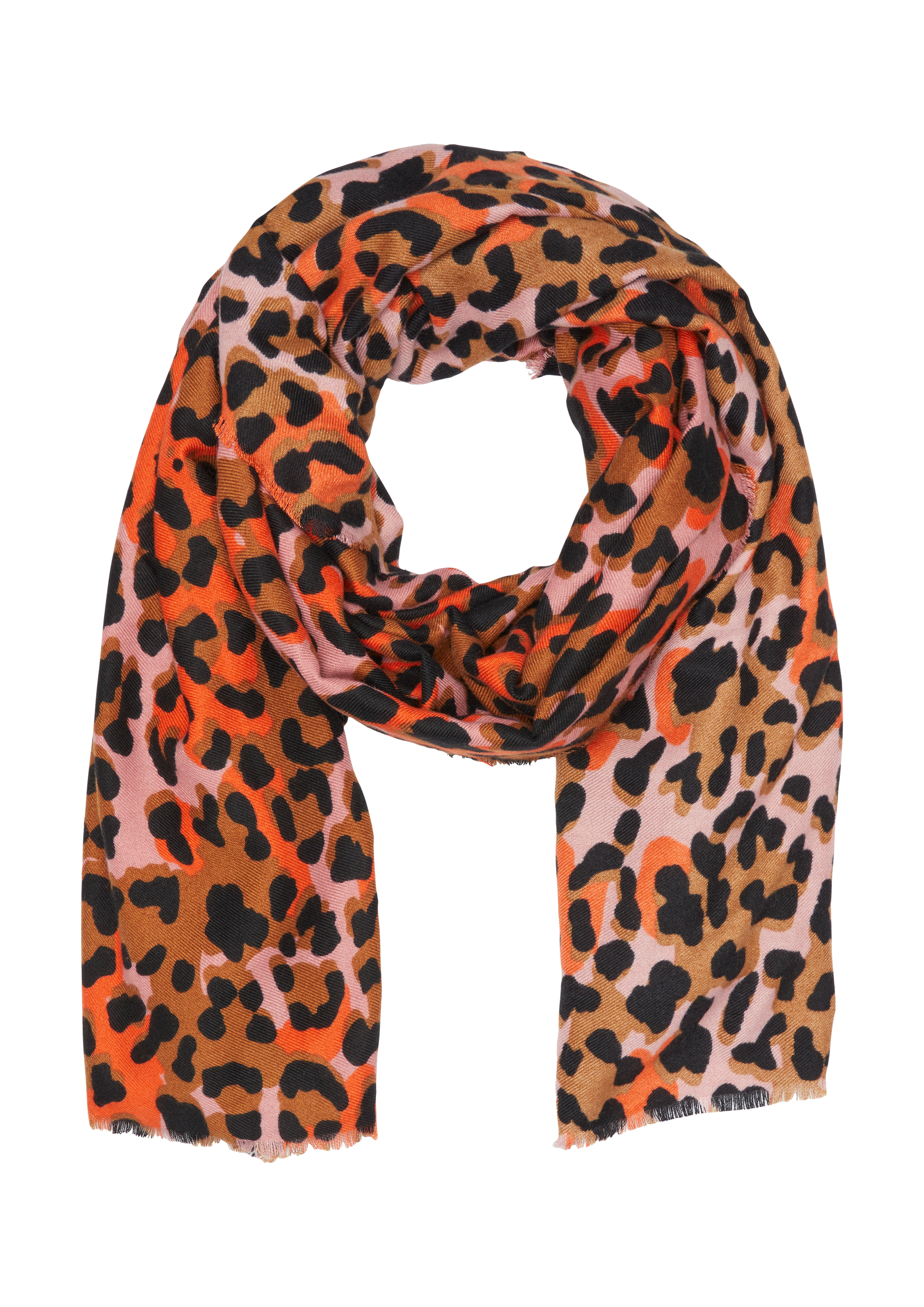 s.Oliver - Schal mit Leo-Print, Damen, Orange