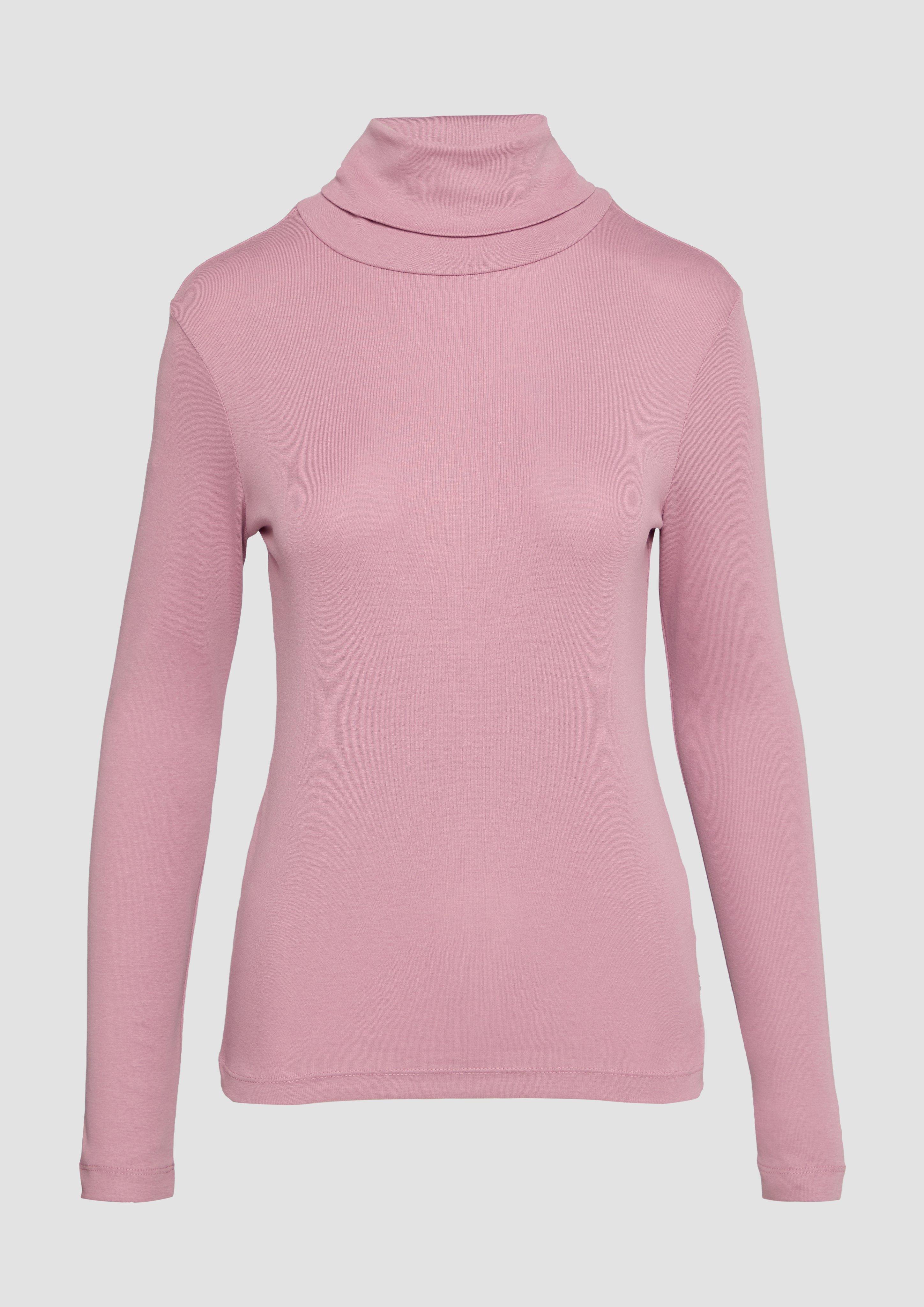 QS - Langarmshirt mit Rollkragen, Damen, Rosa