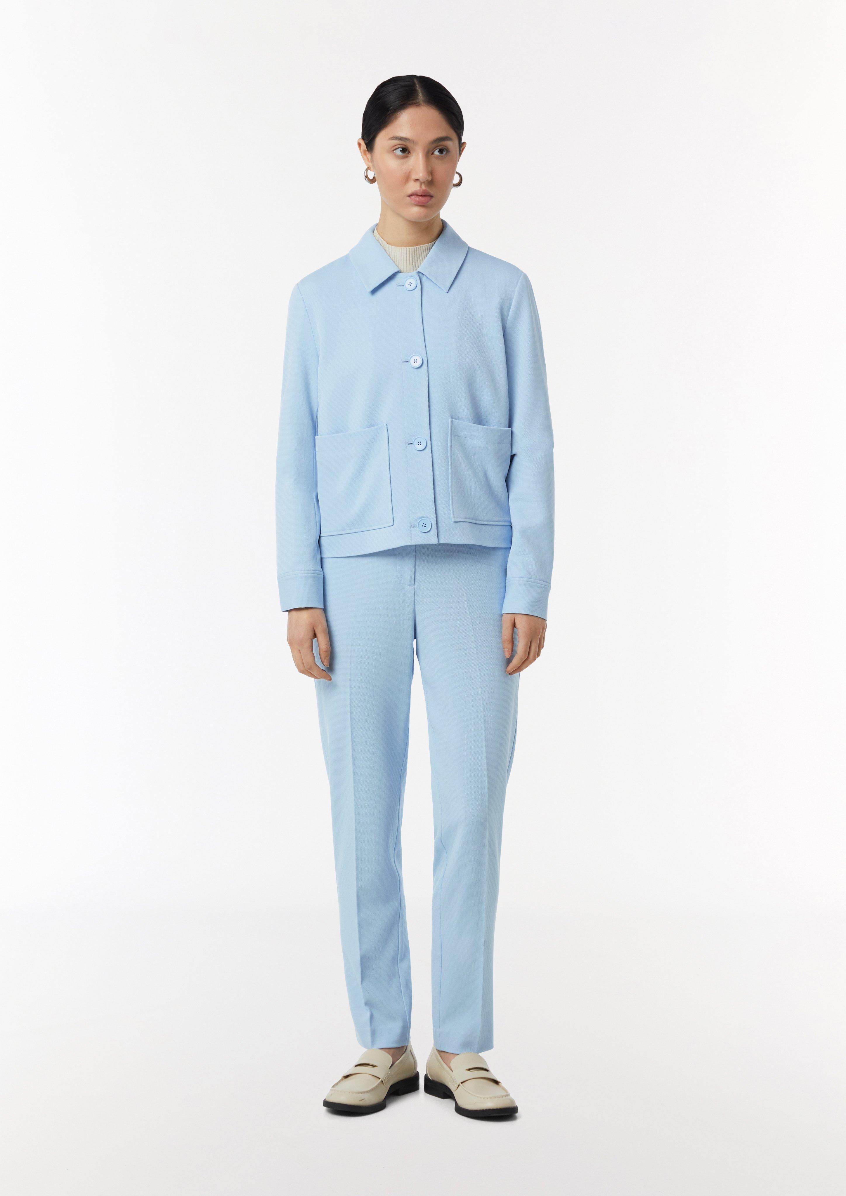 Boxy cut jacket with a textured pattern - light blue | Comma