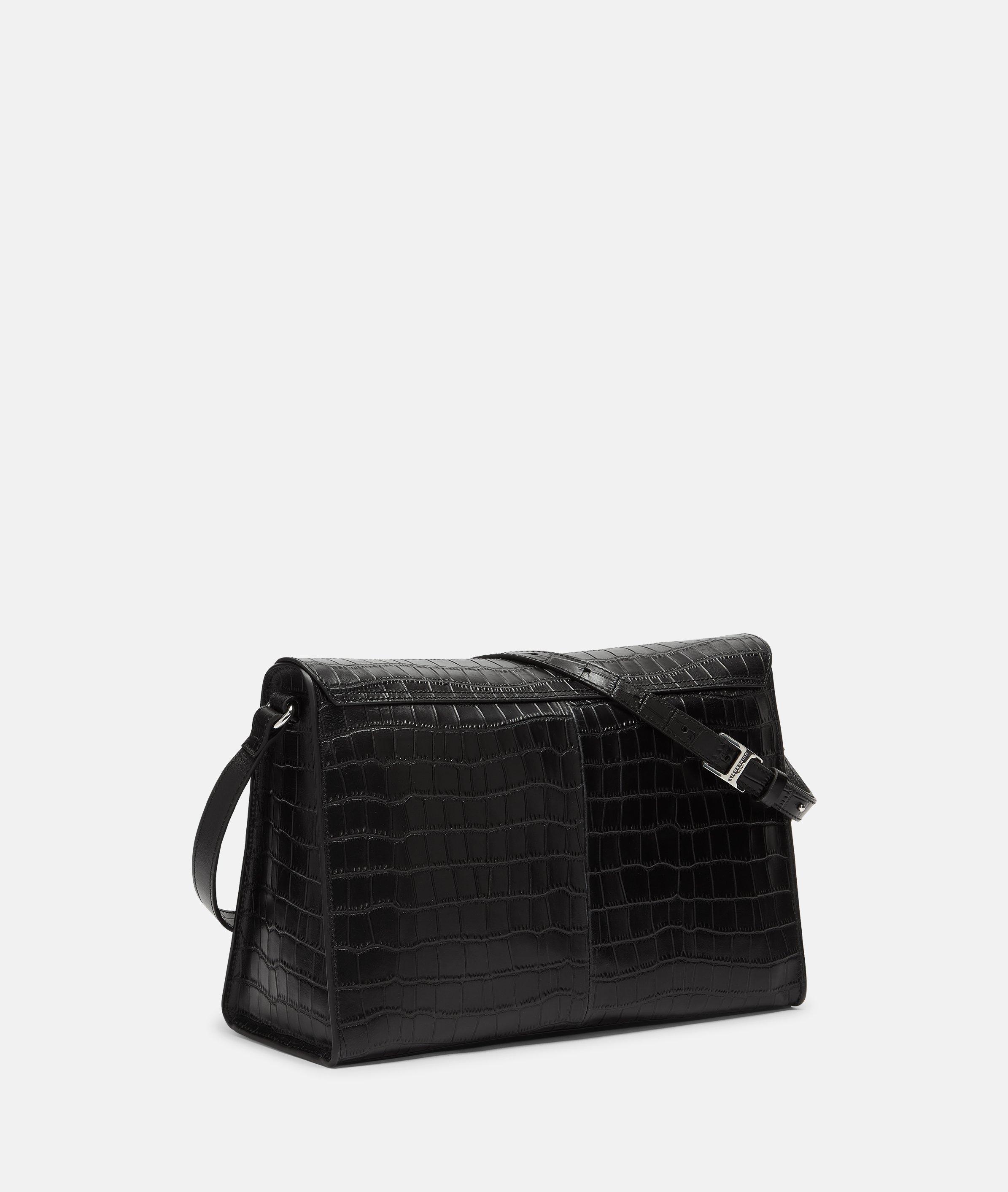 Thumbnail - Liebeskind Berlin - Geräumige Schultertasche aus Leder in Kroko-Optik -  schwarz