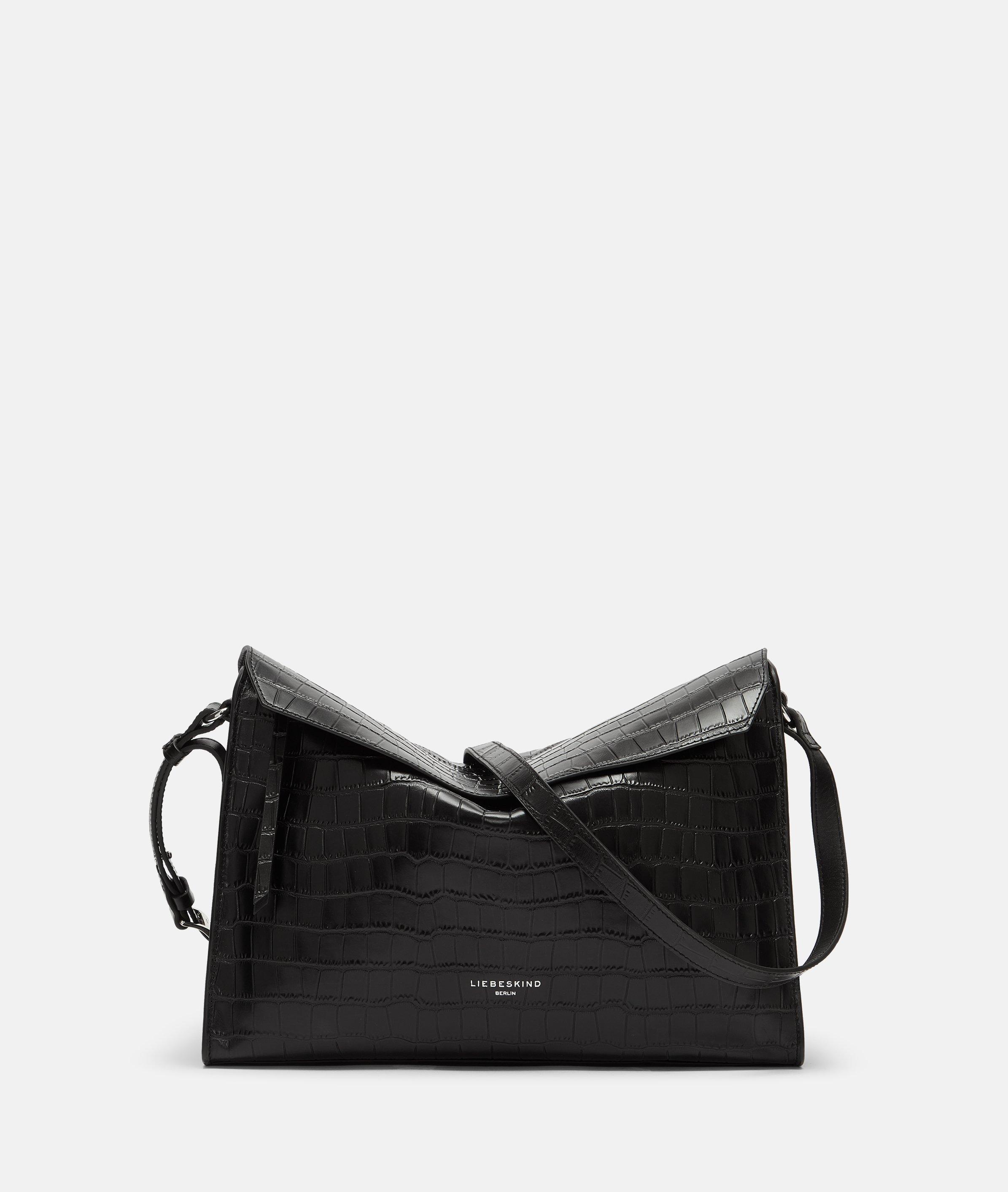 Thumbnail - Liebeskind Berlin - Geräumige Schultertasche aus Leder in Kroko-Optik -  schwarz