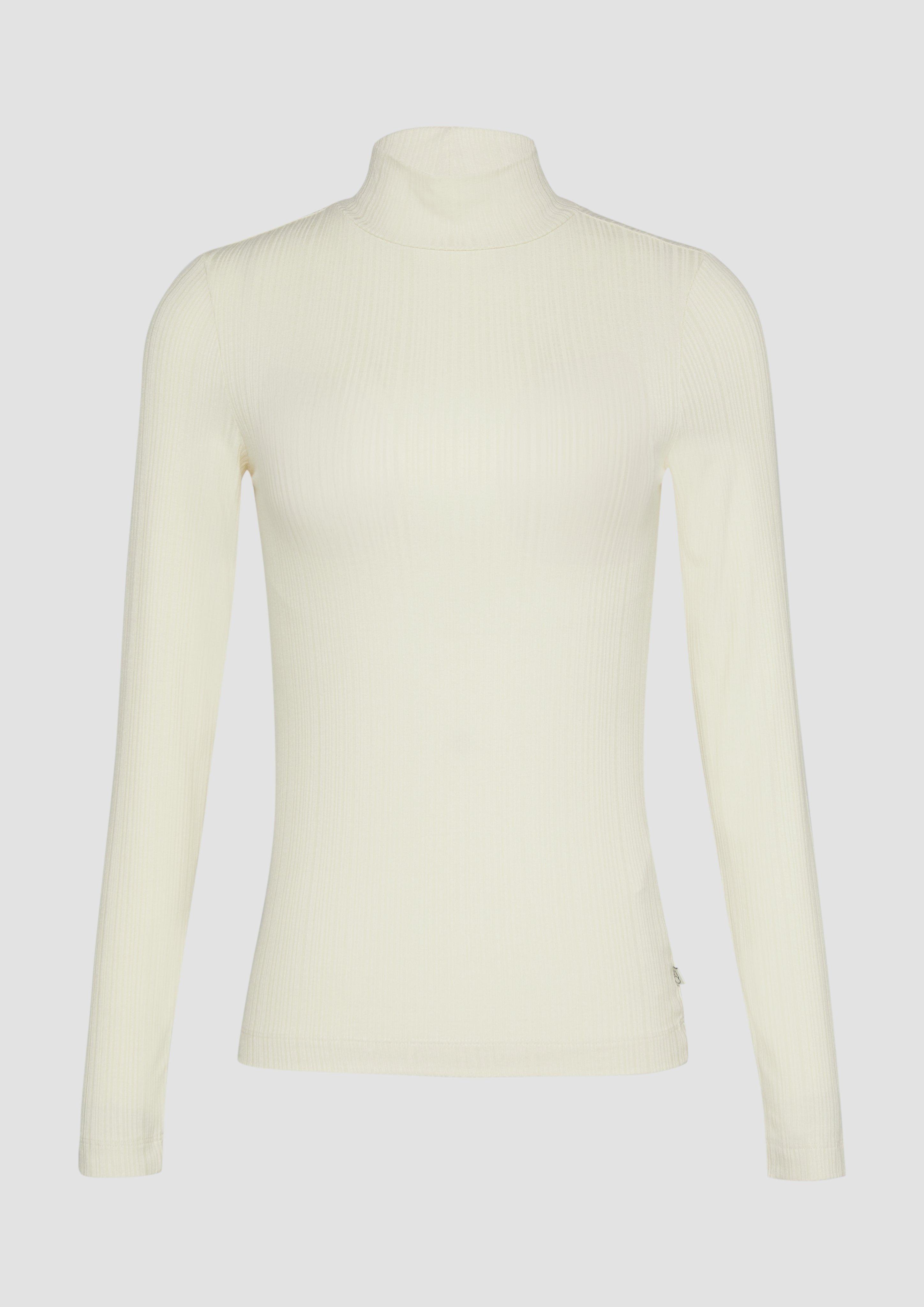 QS - Rippshirt im Slim Fit aus Viskosemix, Damen, creme