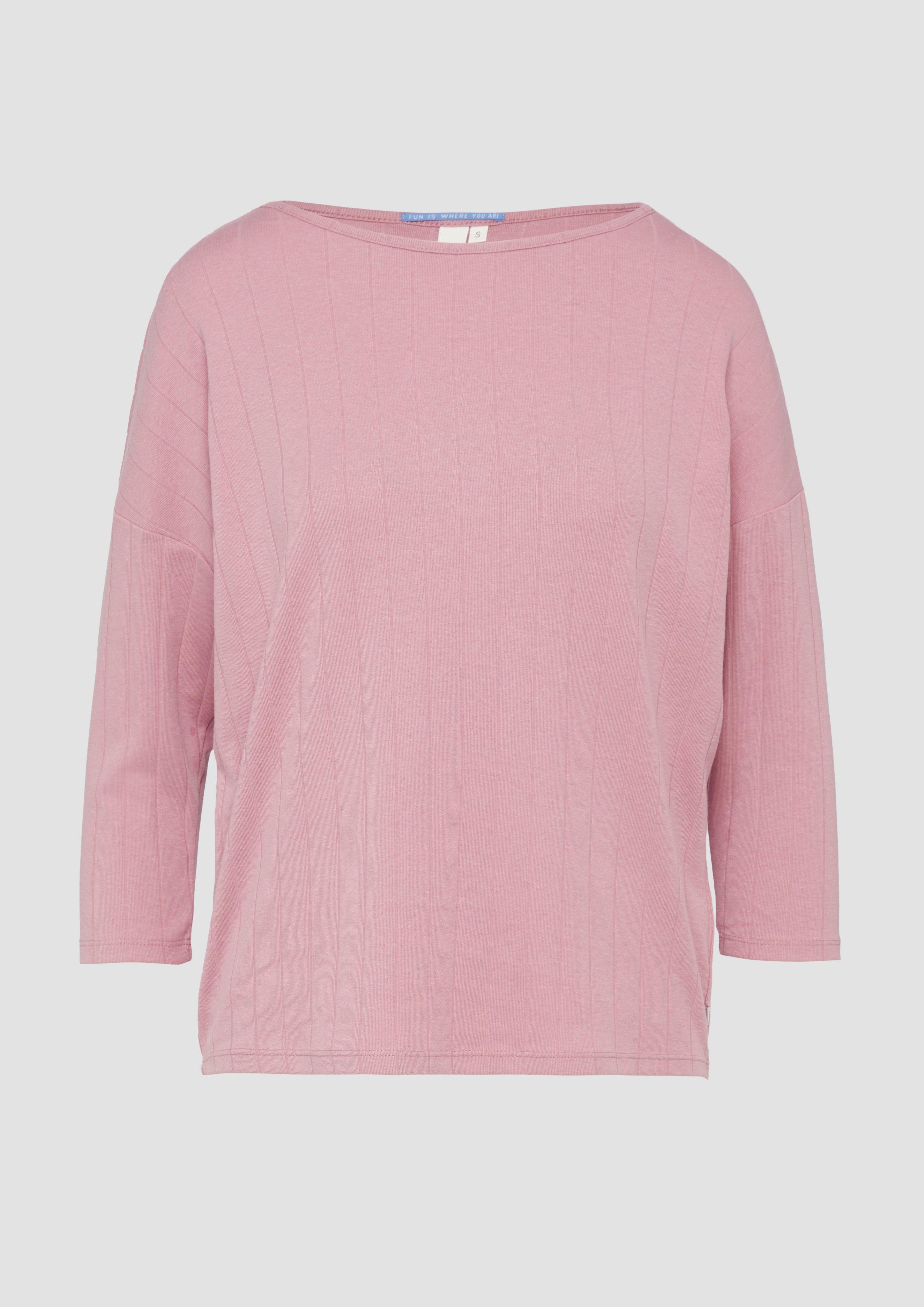 QS - Shirt im Loose Fit mit Dreiviertelarm, Damen, Rosa