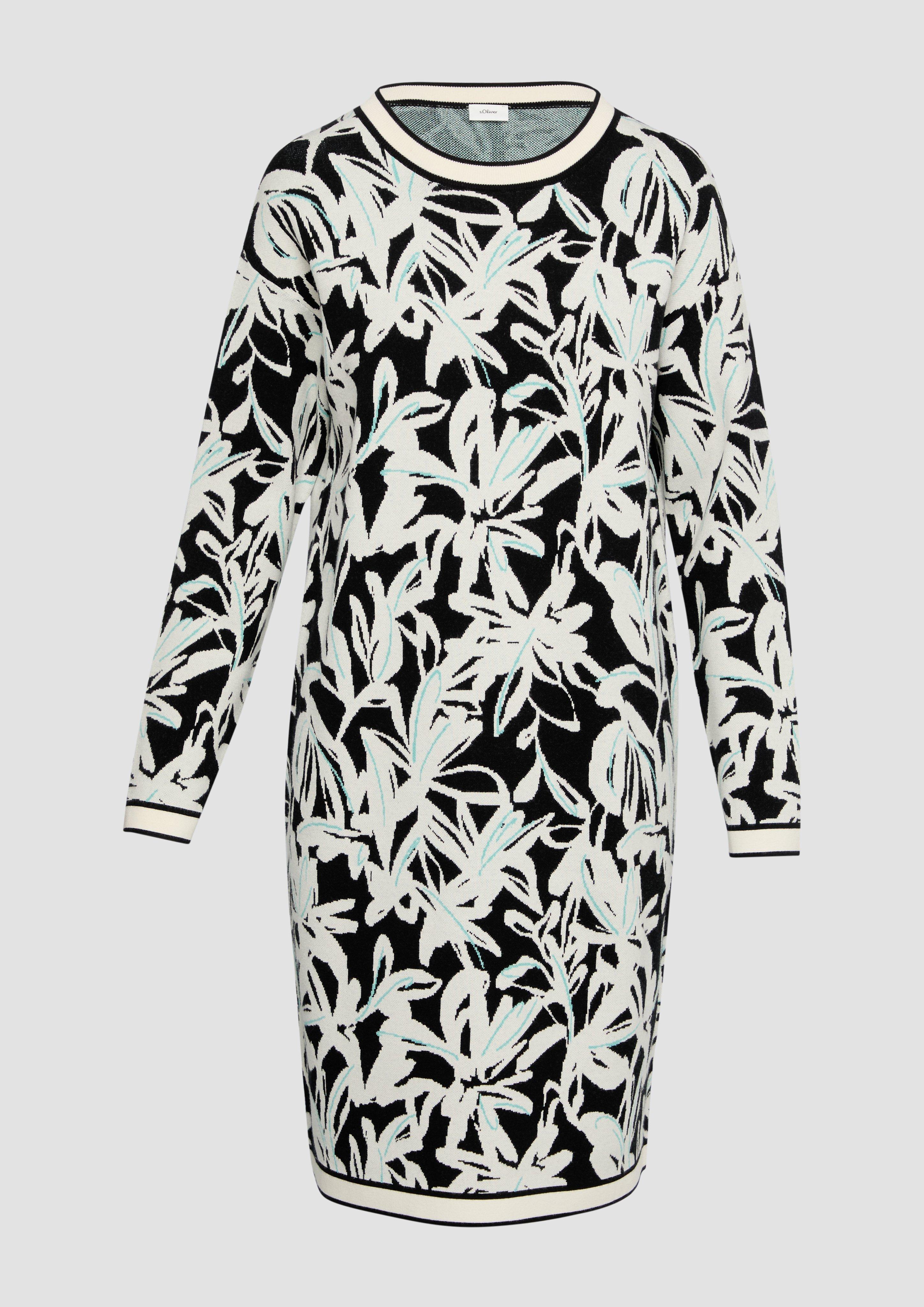 Thumbnail - s.Oliver - Strickkleid mit Intarsienmuster, Damen, schwarz
