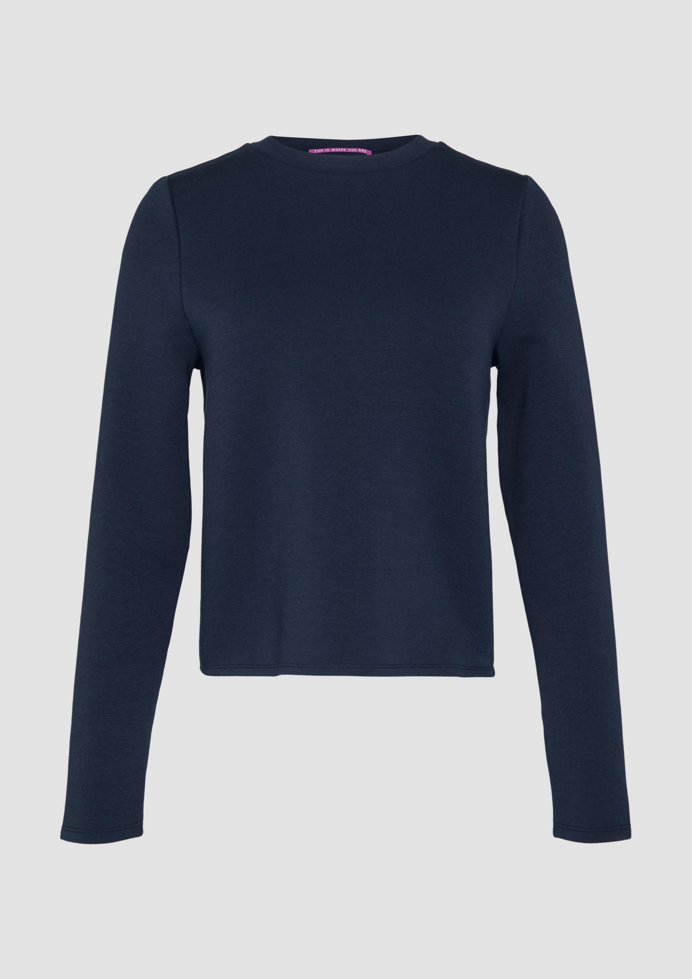 QS - Verkürztes Sweatshirt aus Interlockjersey, Damen, blau