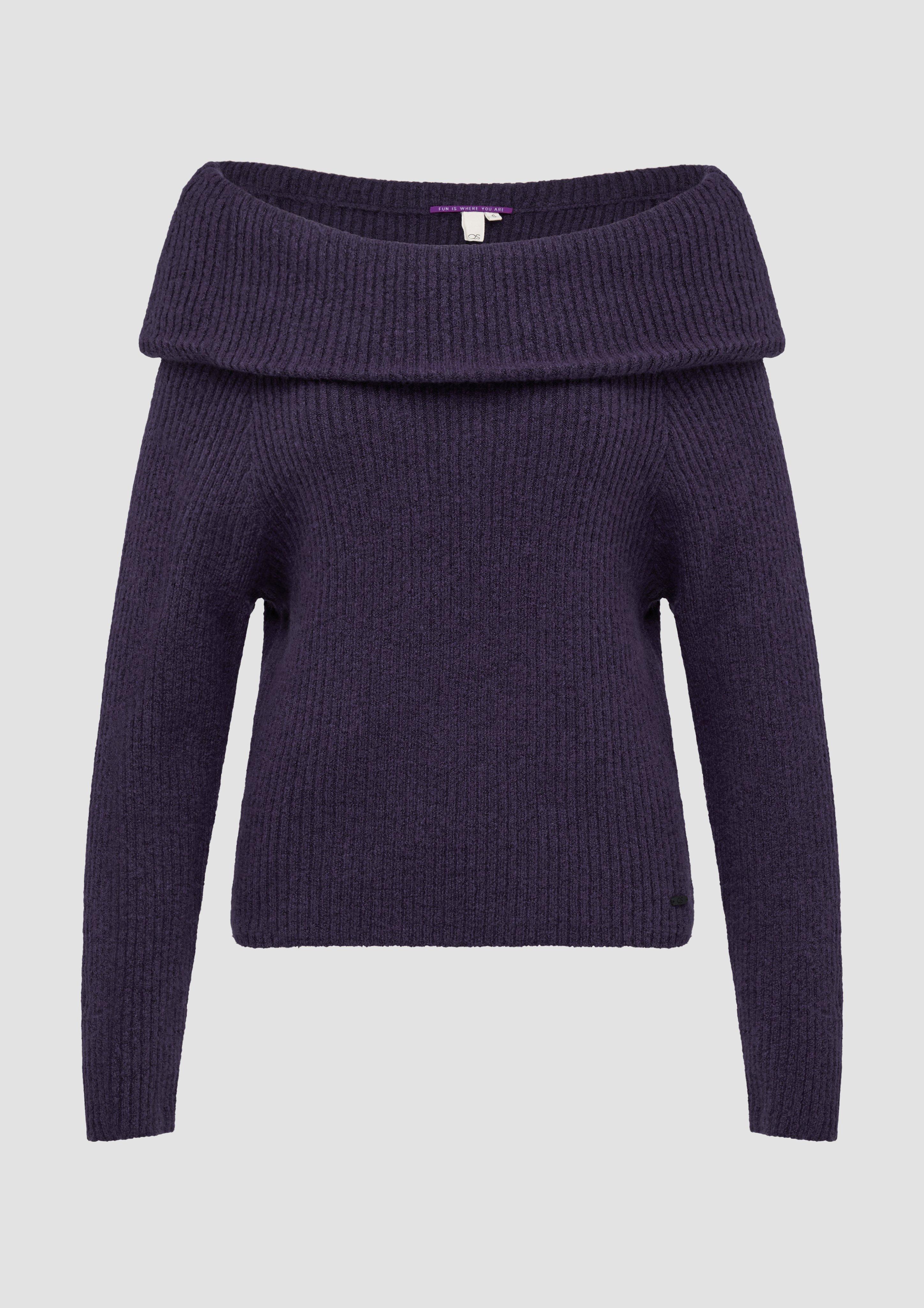 QS - Rippstrickpullover mit Offshoulder-Ausschnitt, Damen, Rosa