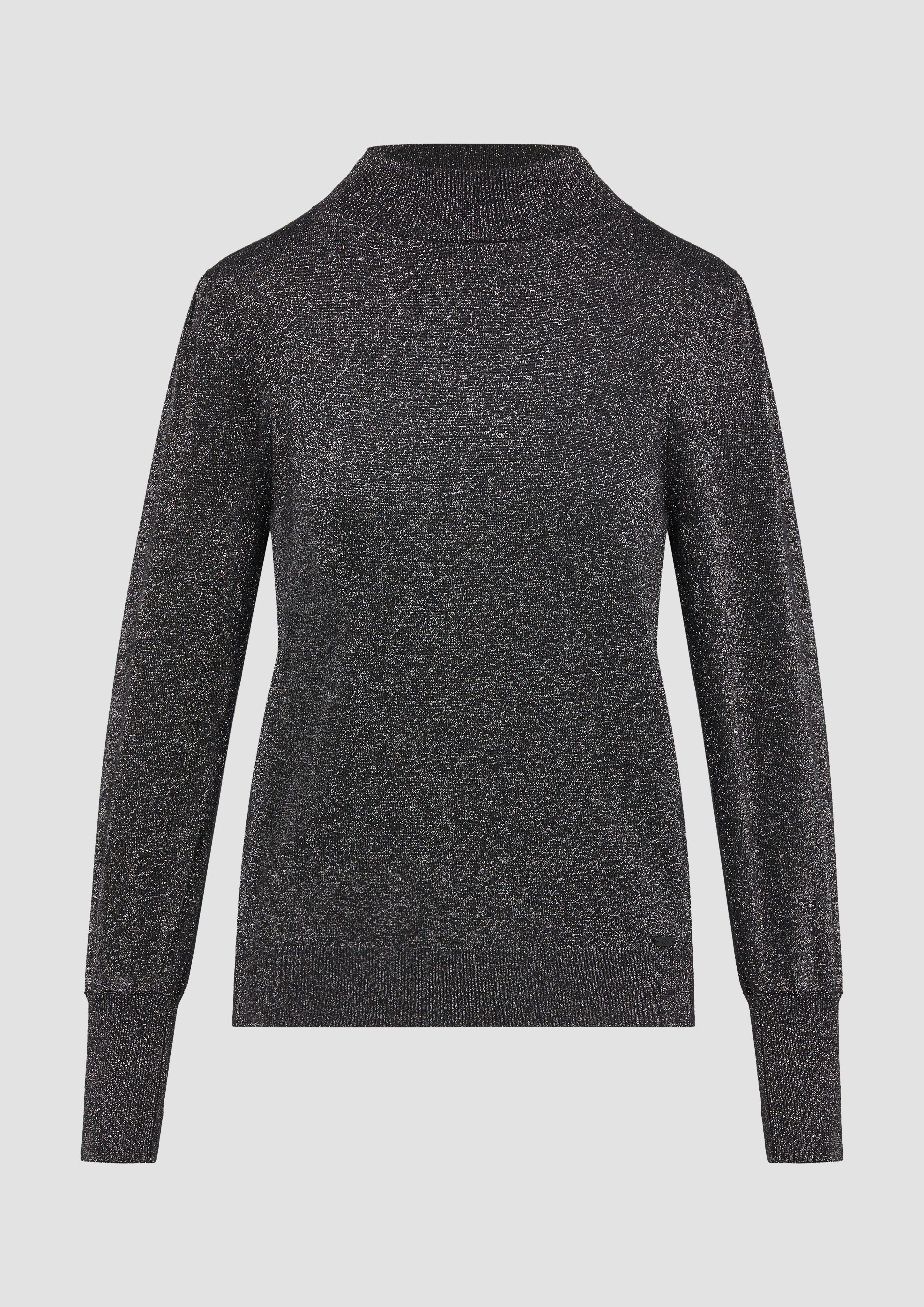 QS - Weicher Pullover mit Puffärmel und Glitzereffekt, Damen, schwarz