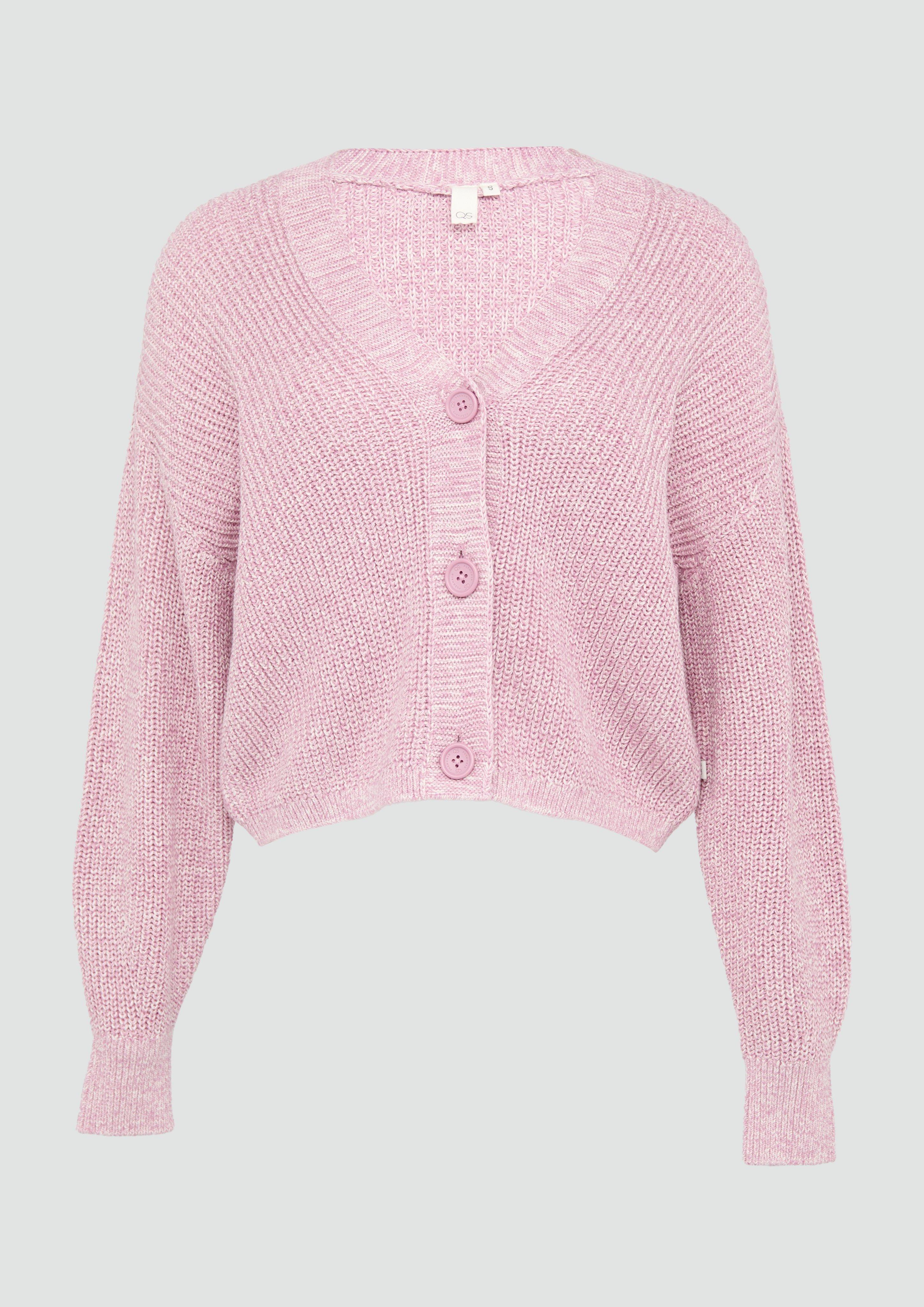 QS - Kurze Strickjacke aus Baumwollmix mit Knöpfen, Damen, Rosa