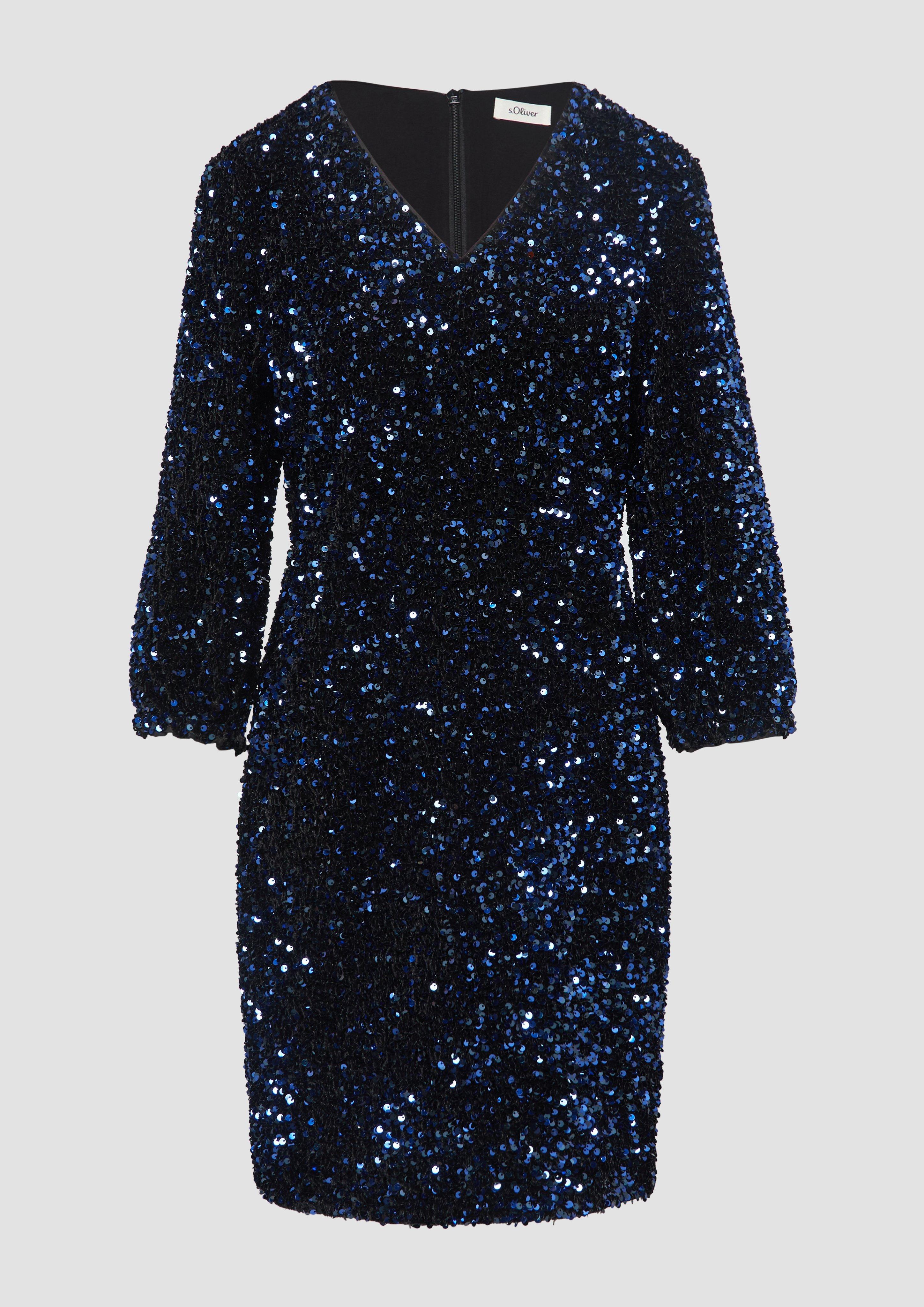 Thumbnail - s.Oliver - Samtkleid mit Pailletten, Damen, blau