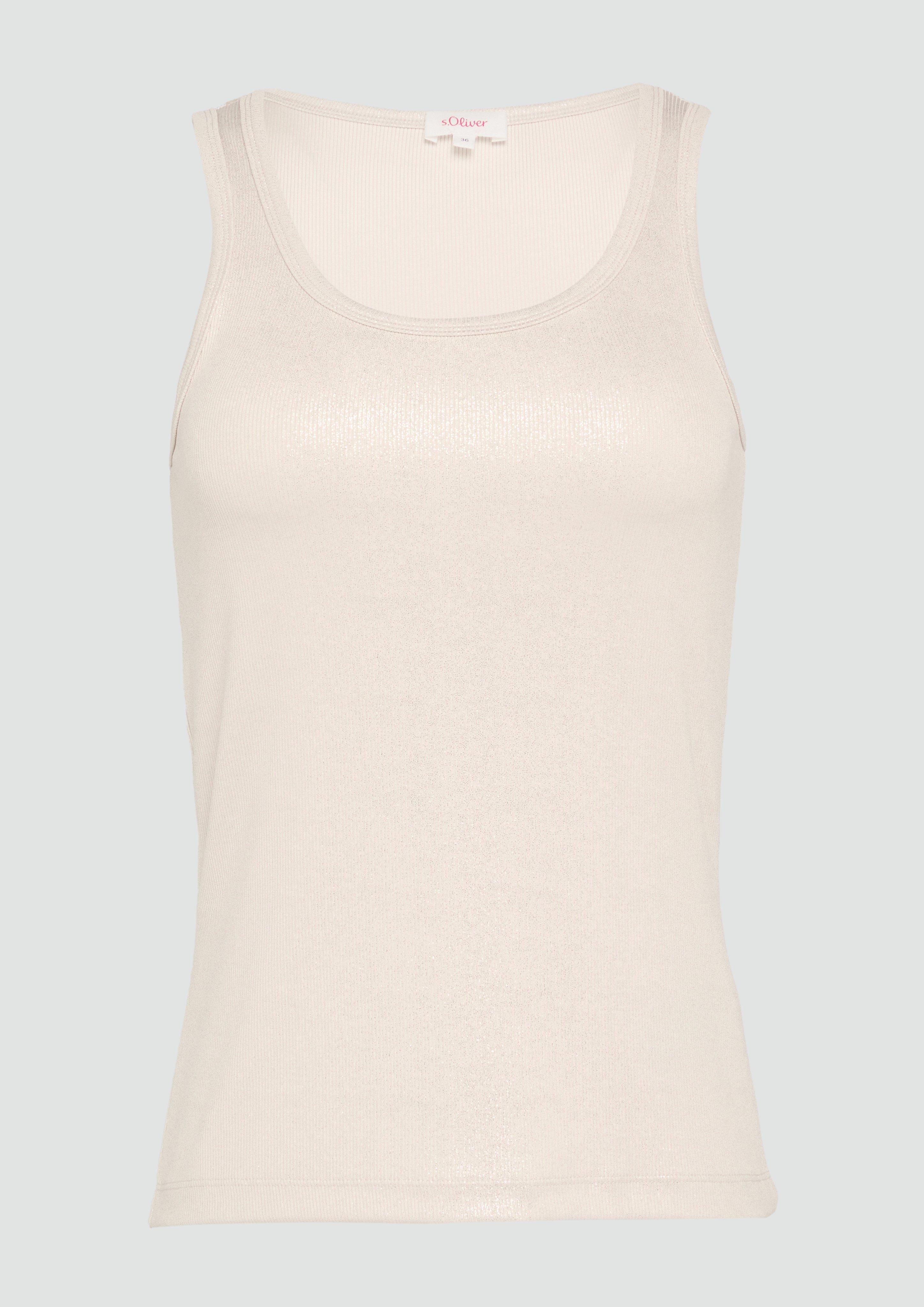 s.Oliver - Top mit Glitzer-Effekt, Damen, Beige