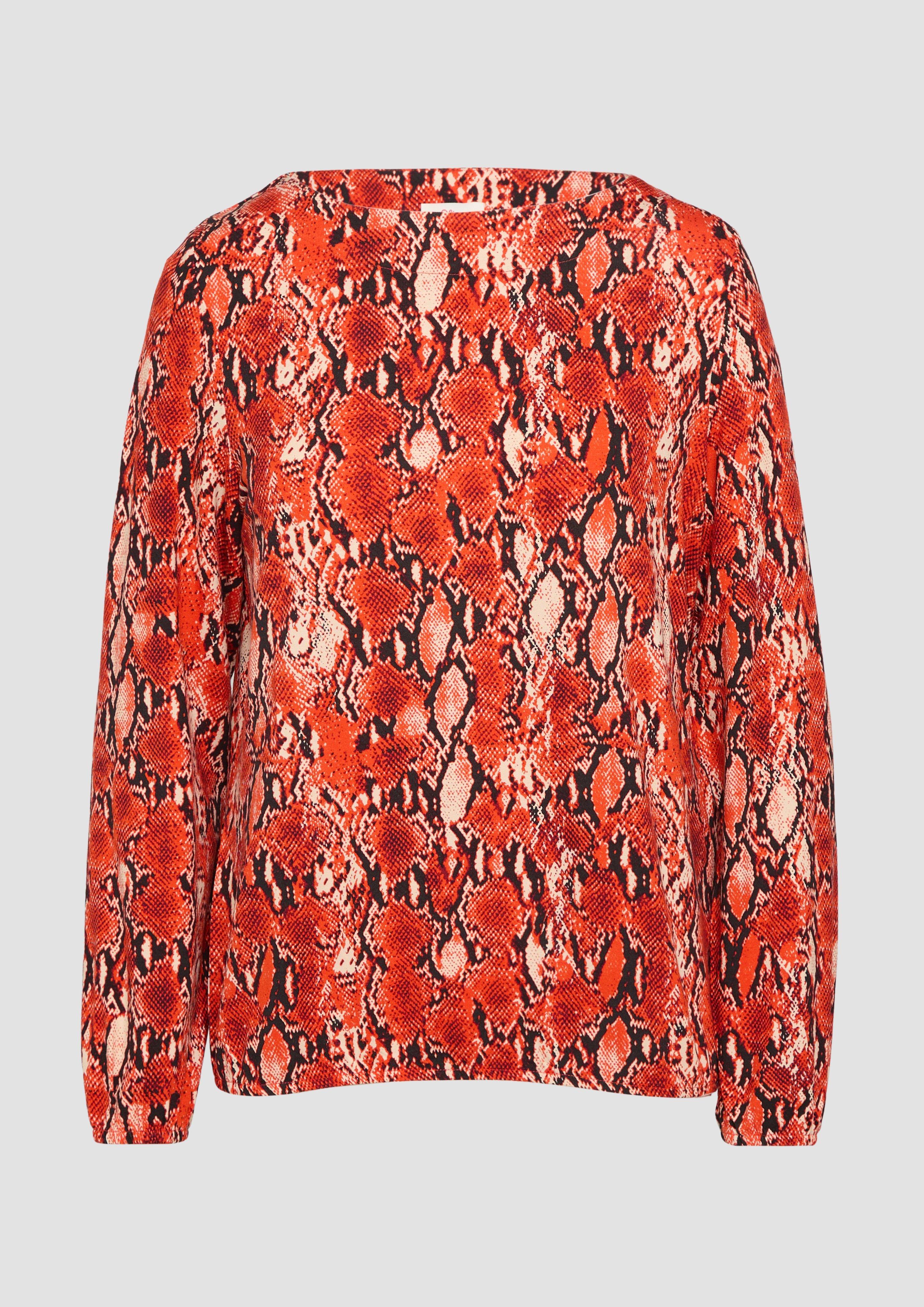 Thumbnail - s.Oliver - Langarmshirt mit U-Boot-Ausschnitt im O-Shape, Damen, mehrfarbig|orange
