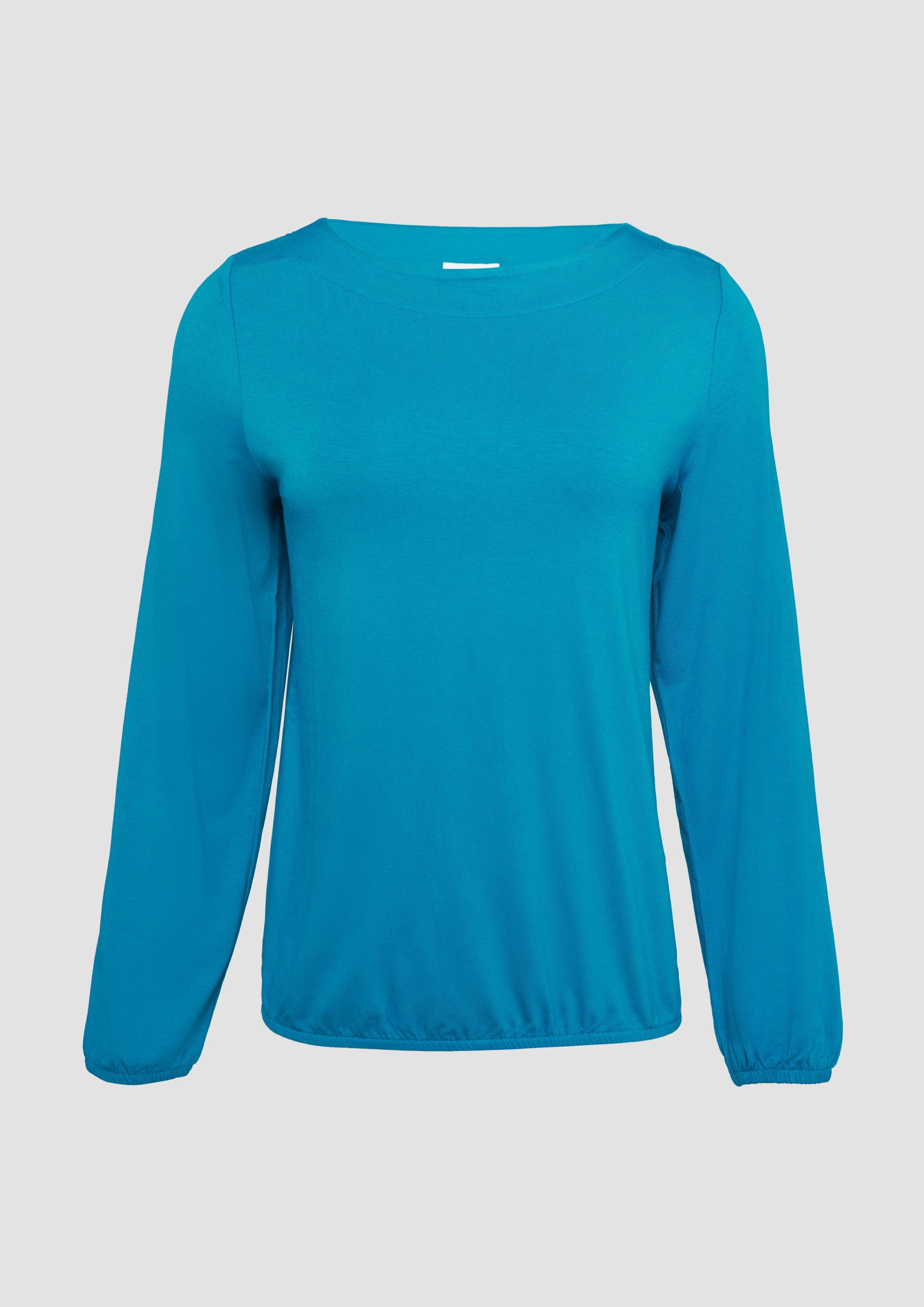 s.Oliver - Langarmshirt mit U-Boot-Ausschnitt im O-Shape, Damen, Blau