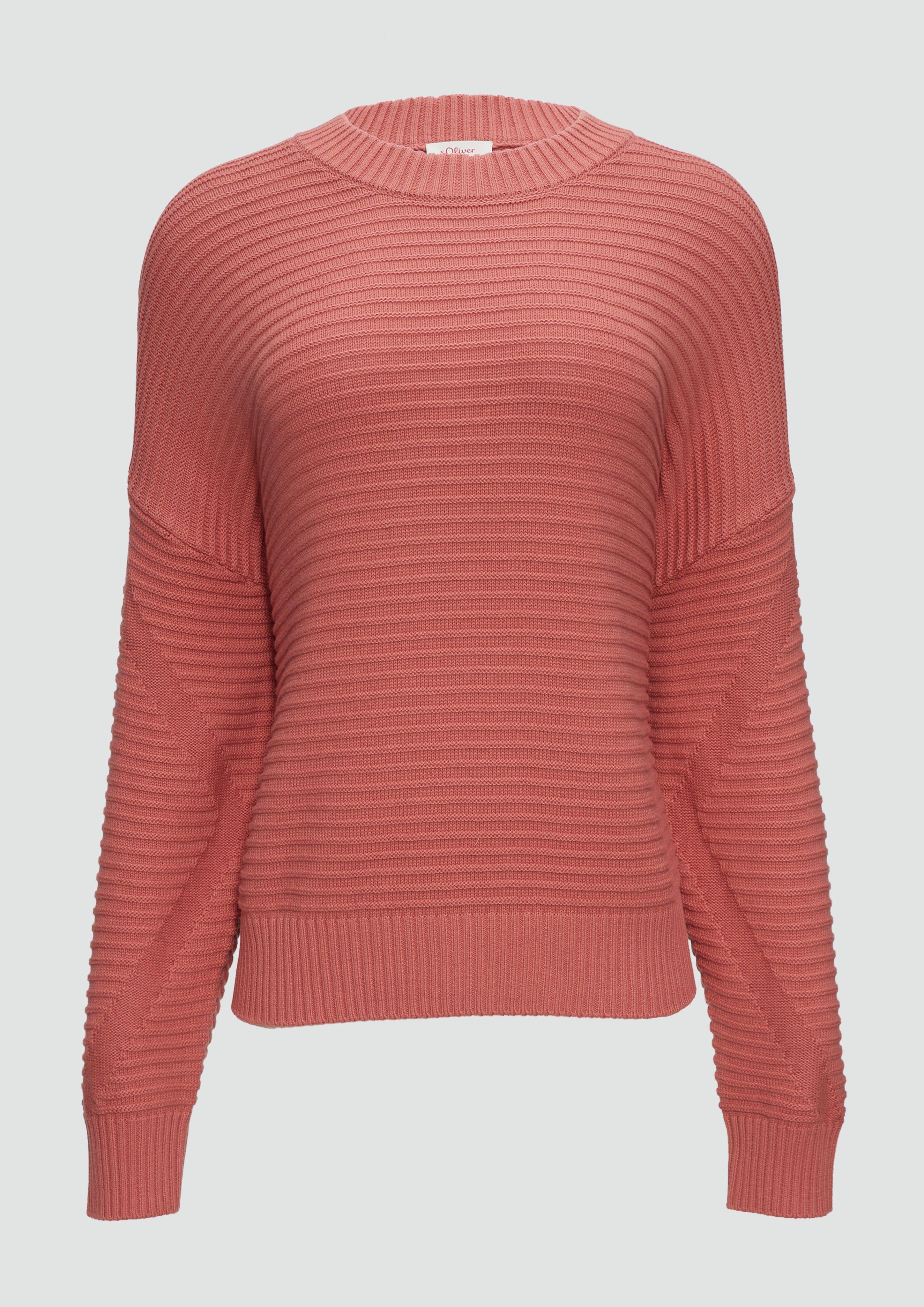 s.Oliver - Oversized Strickpullover mit Strukturdetails, Damen, Orange