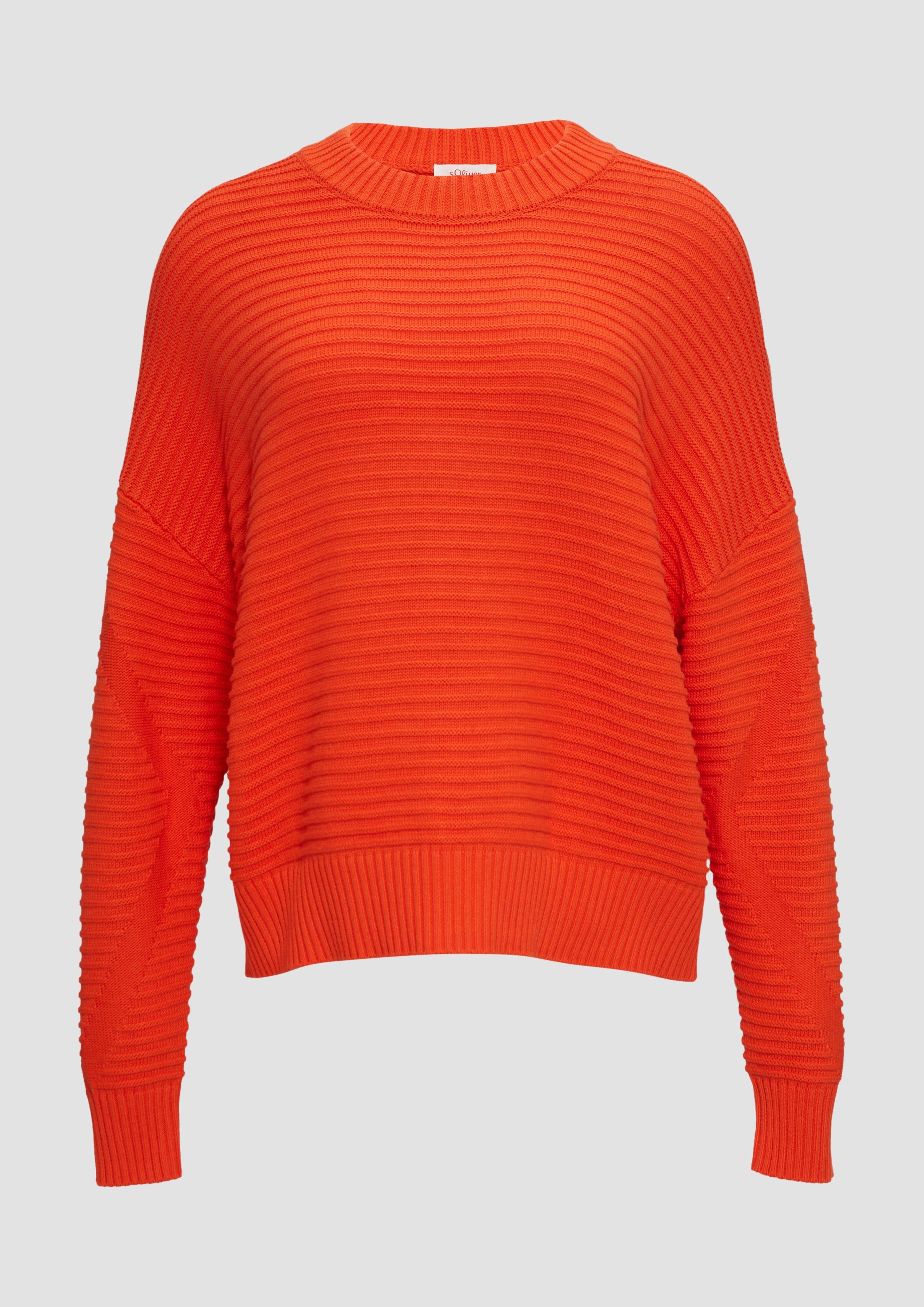 s.Oliver - Oversized Strickpullover mit Strukturdetails, Damen, Orange