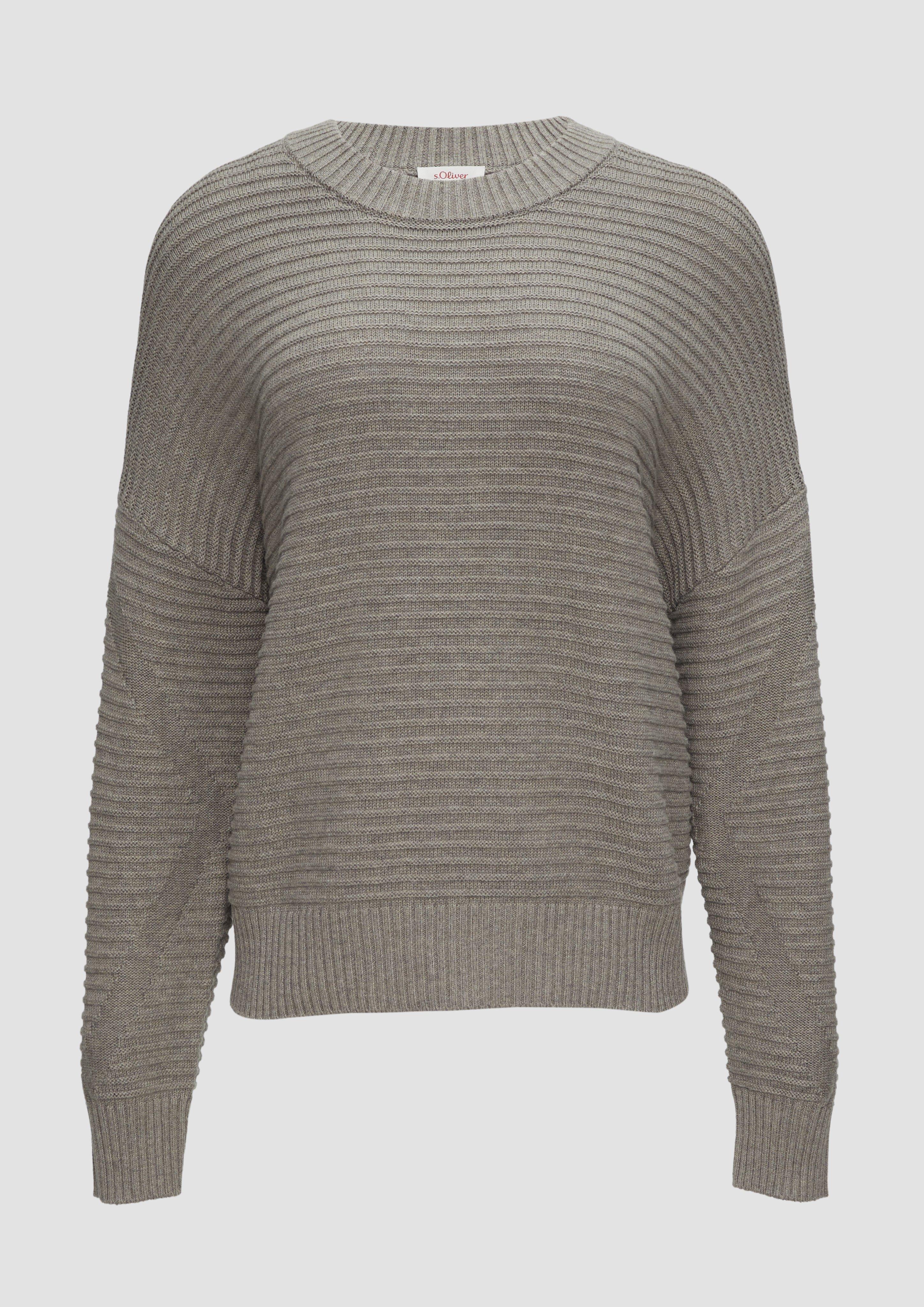 s.Oliver - Oversized Strickpullover mit Strukturdetails, Damen, braun