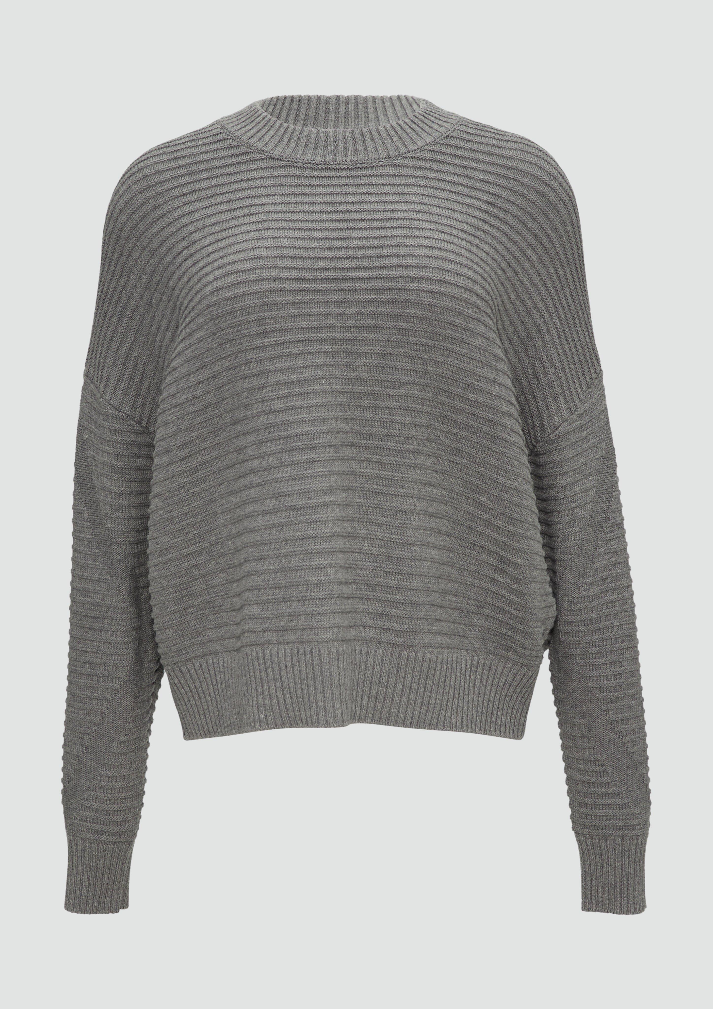 s.Oliver - Oversized Strickpullover mit Strukturdetails, Damen, grau