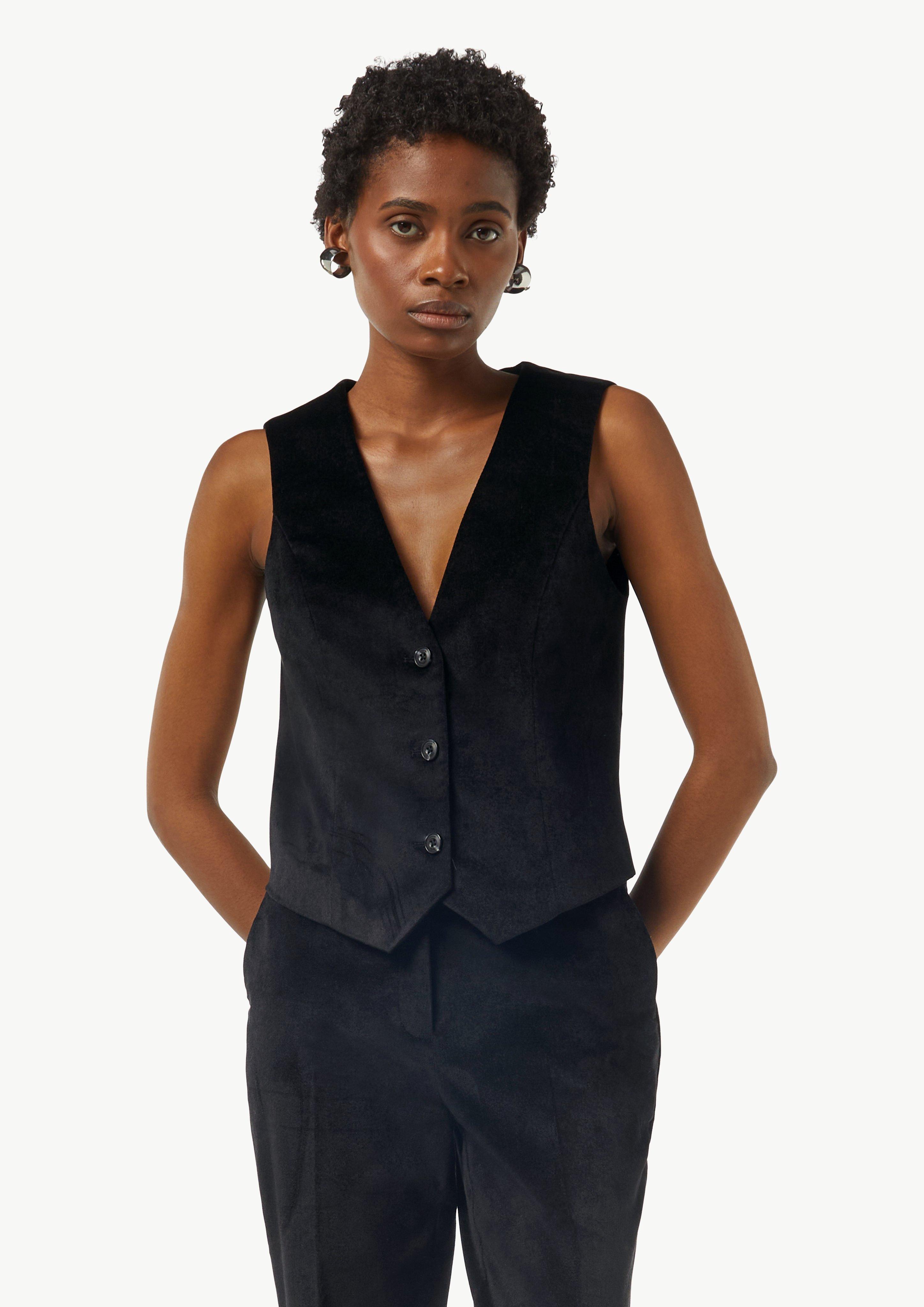 Waistcoat with subtle, sparkly thread - navy | Comma Waistcoat with subtle, sparkly thread - navy | Comma
