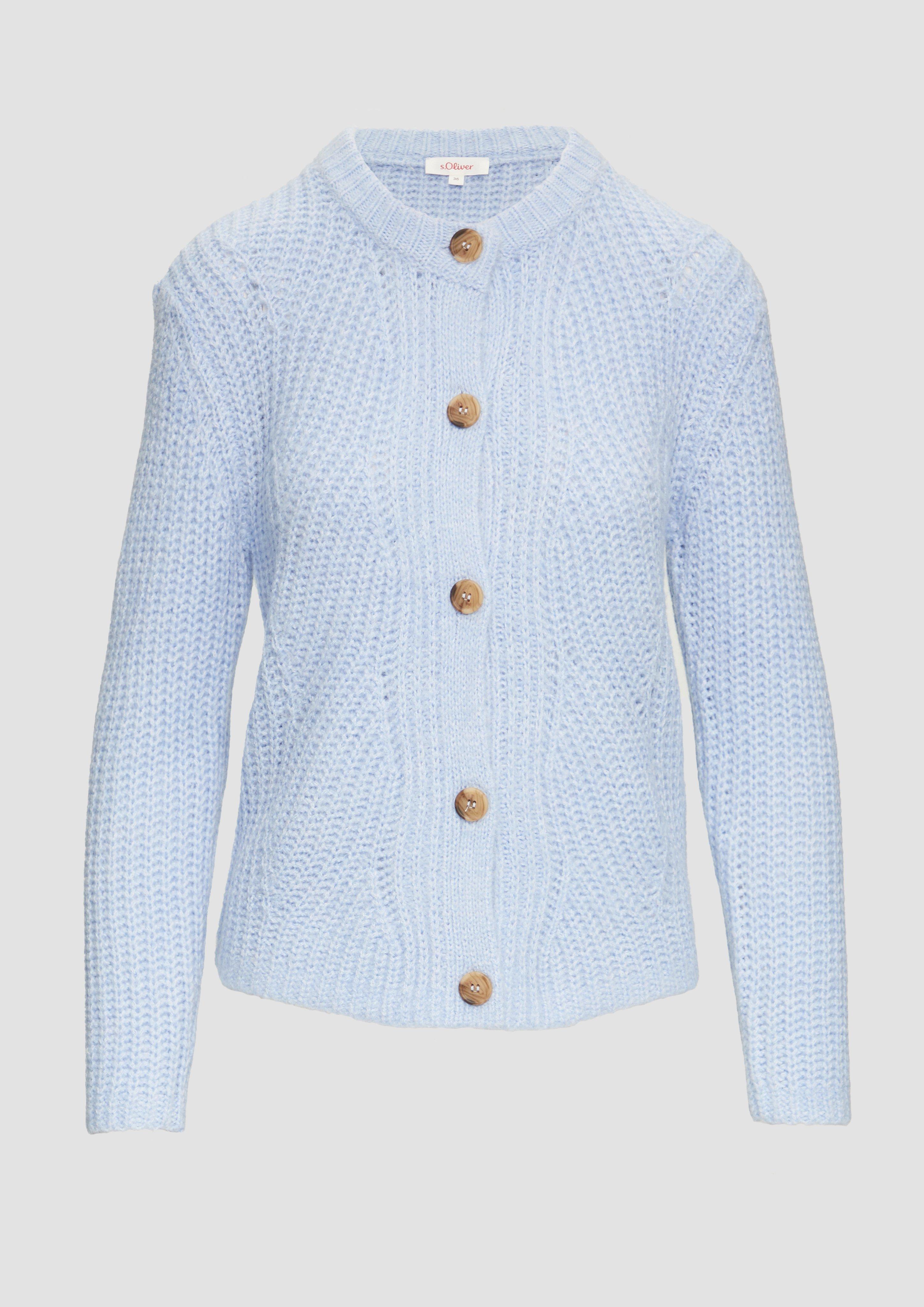 s.Oliver - Weicher Strickcardigan aus Alpakamix, Damen, blau