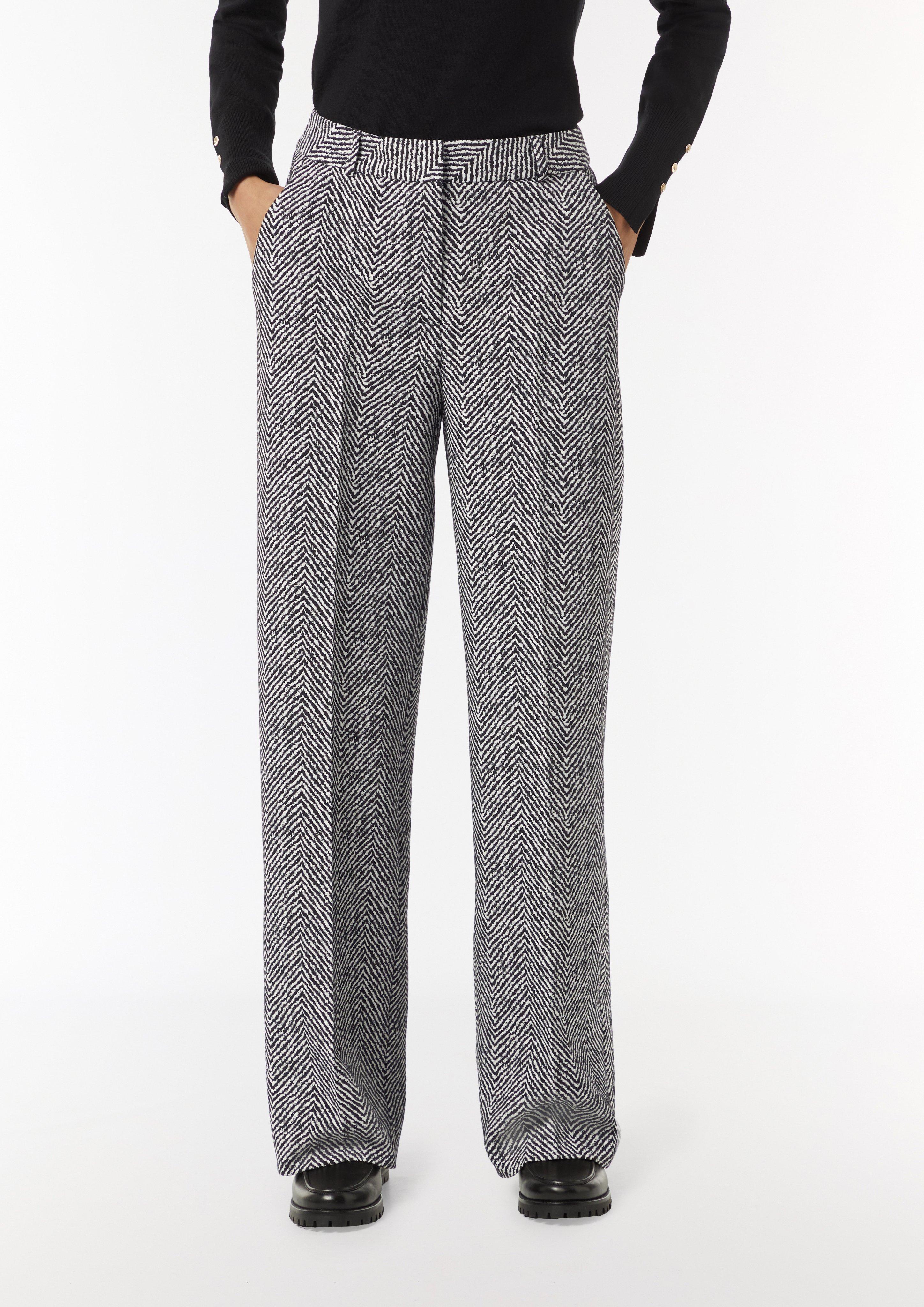 Jacquard trousers with a wide leg - black | Comma Jacquard trousers with a wide leg - black | Comma