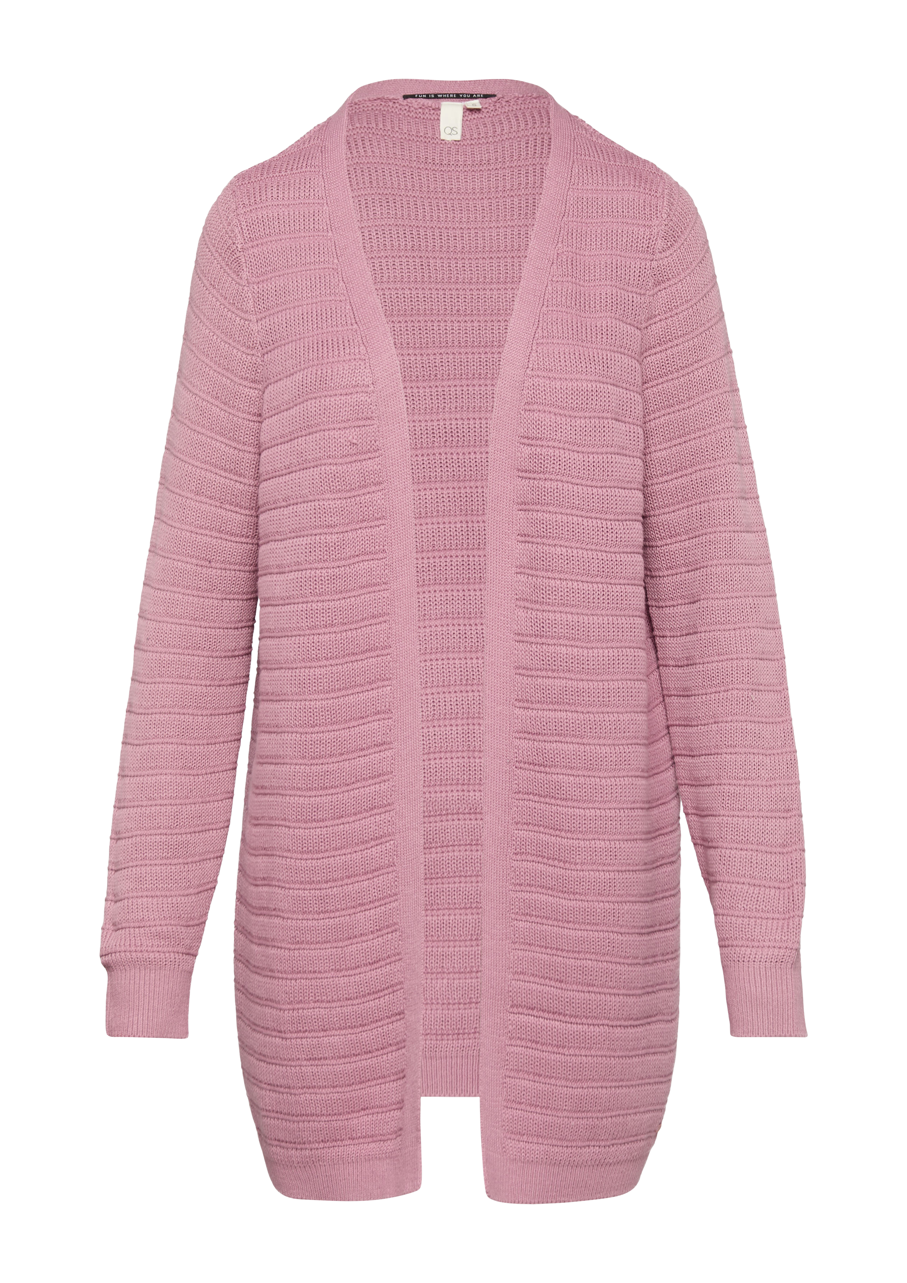 Offener Long-Cardigan mit Strukturmuster Pink