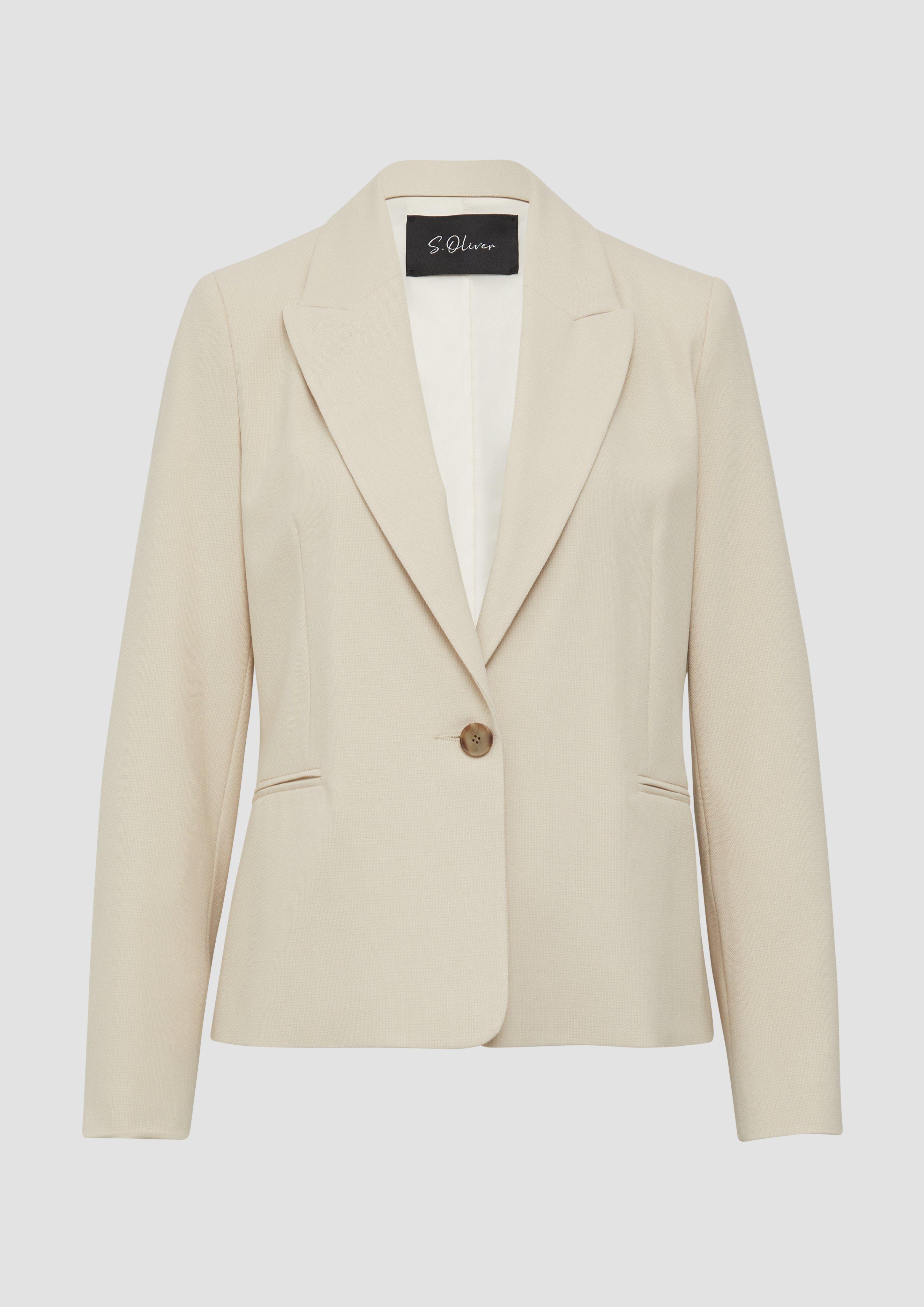 s.Oliver - Antaillierter Blazer aus Waffel-Piqué, Damen, Beige
