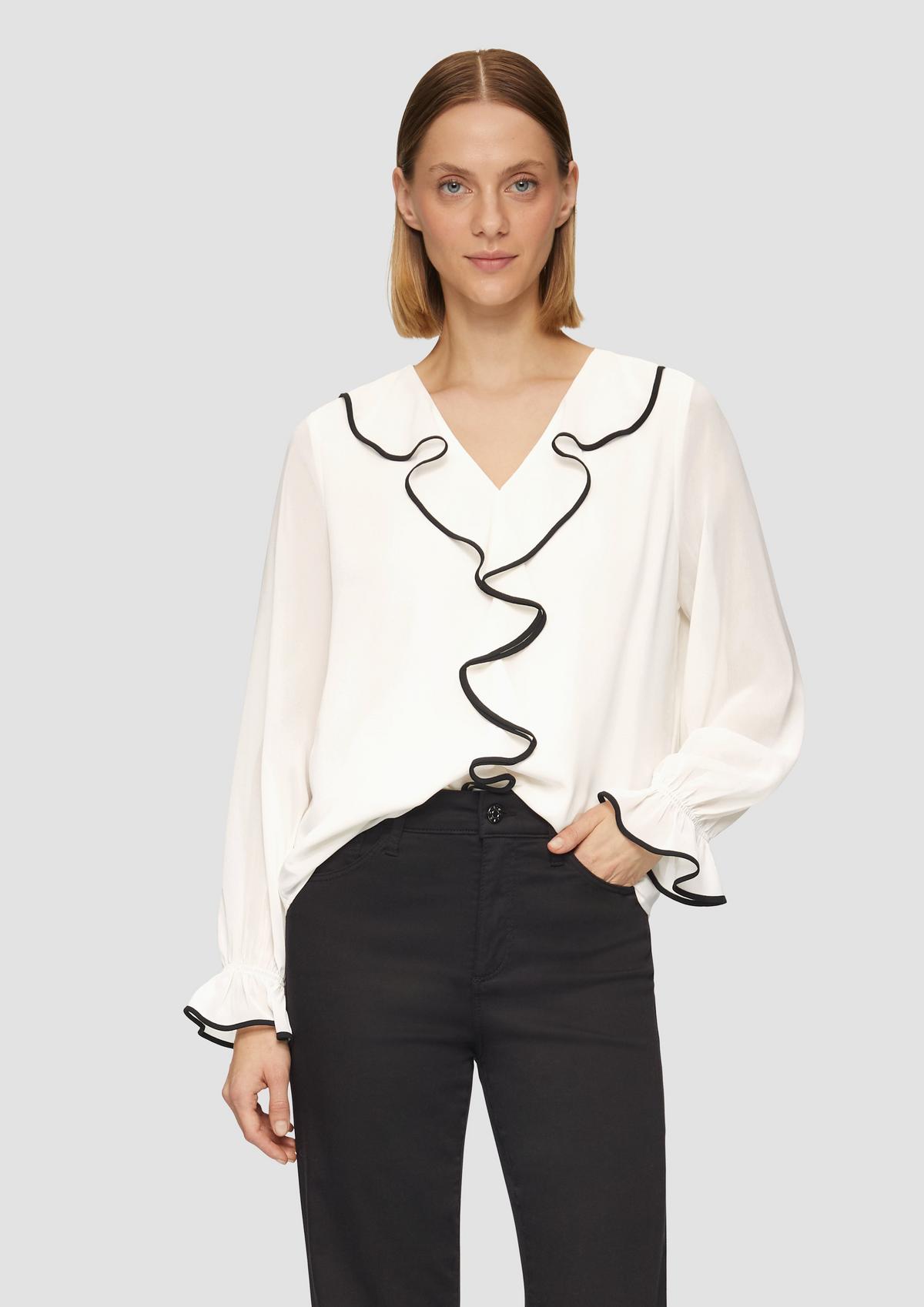 Chiffon blouse with a frilled trim - ecru | s.Oliver