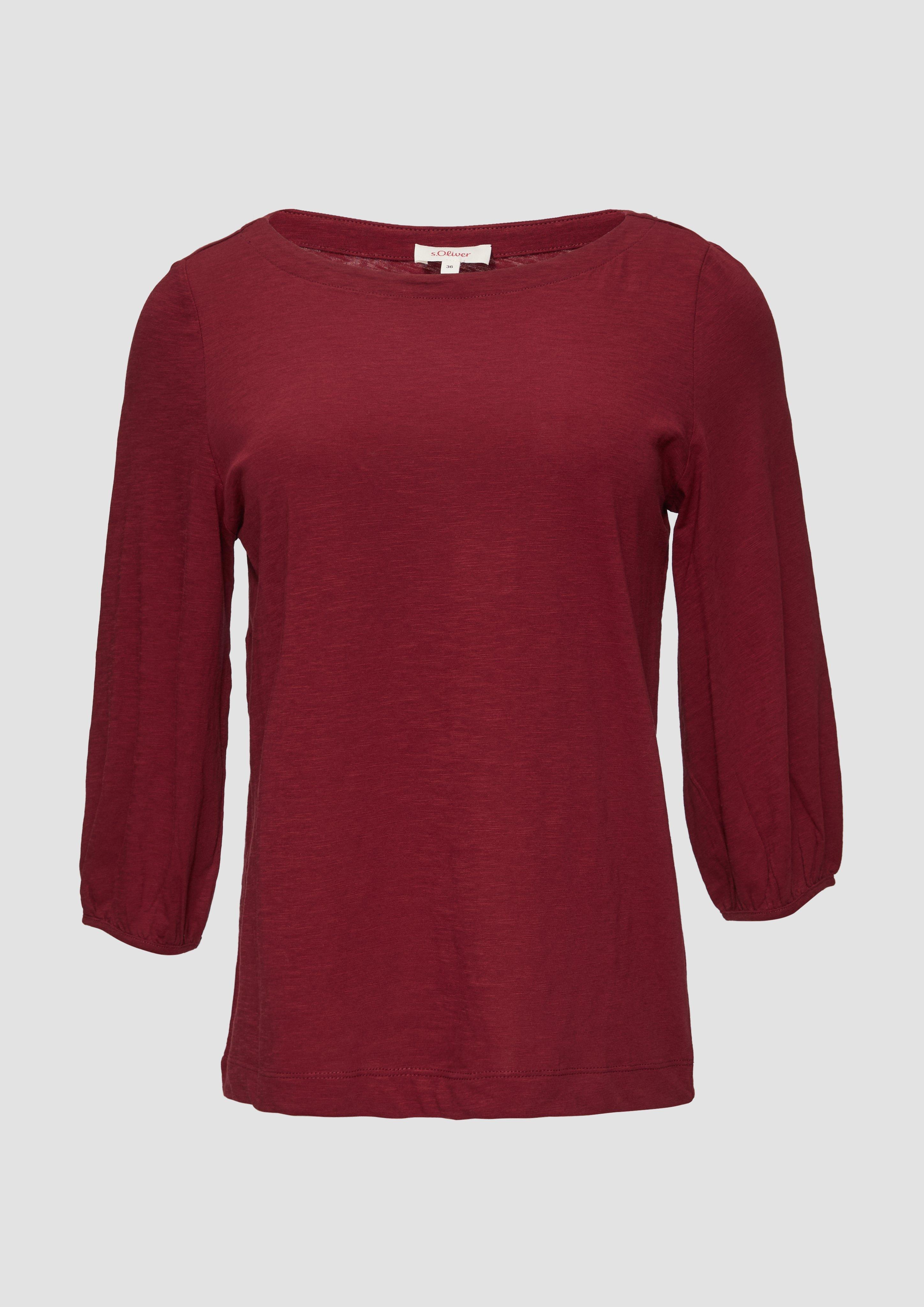 s.Oliver - Baumwollshirt mit U-Boot-Ausschnitt, Damen, rot