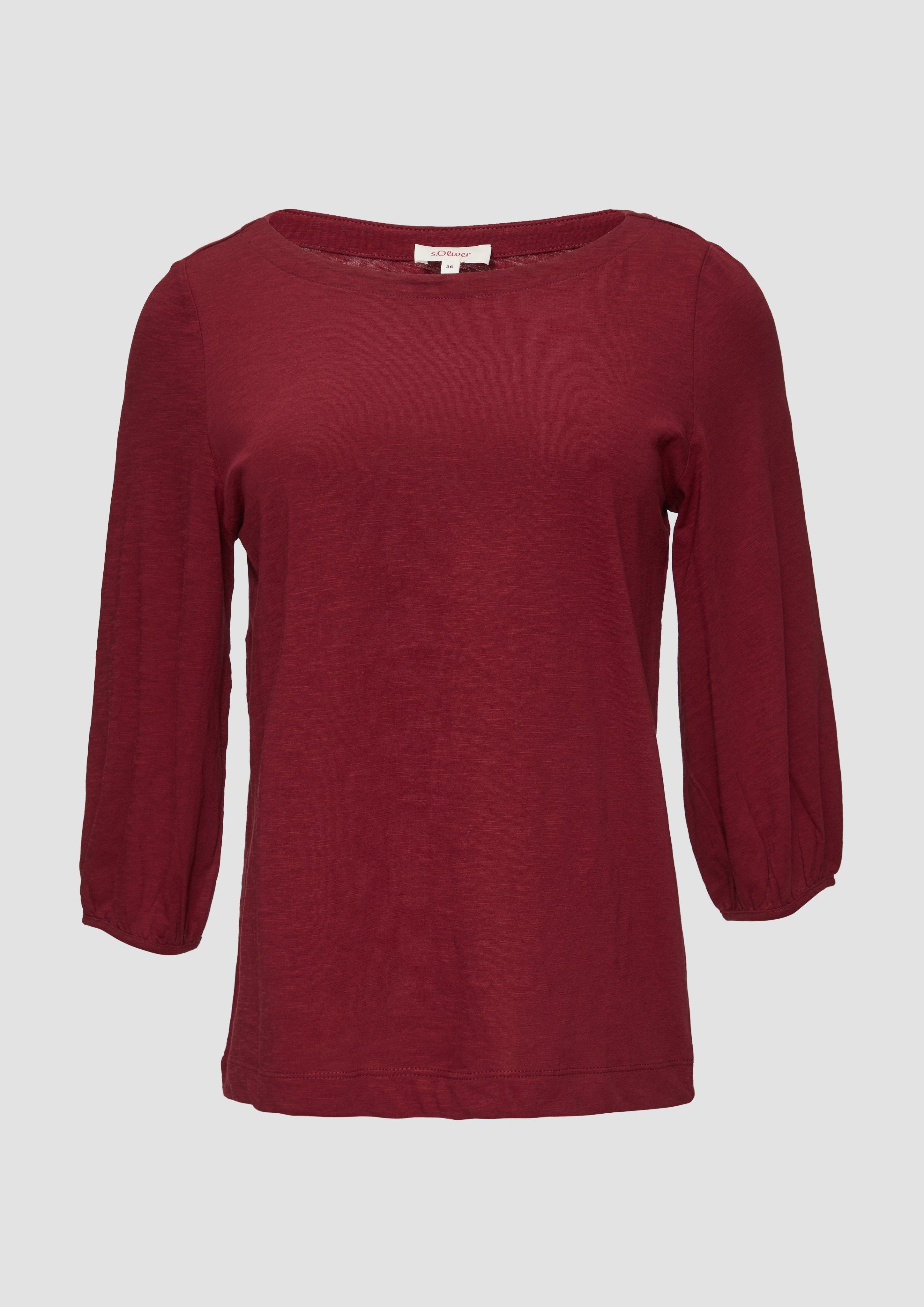Thumbnail - s.Oliver - Baumwollshirt mit U-Boot-Ausschnitt, Damen, rot