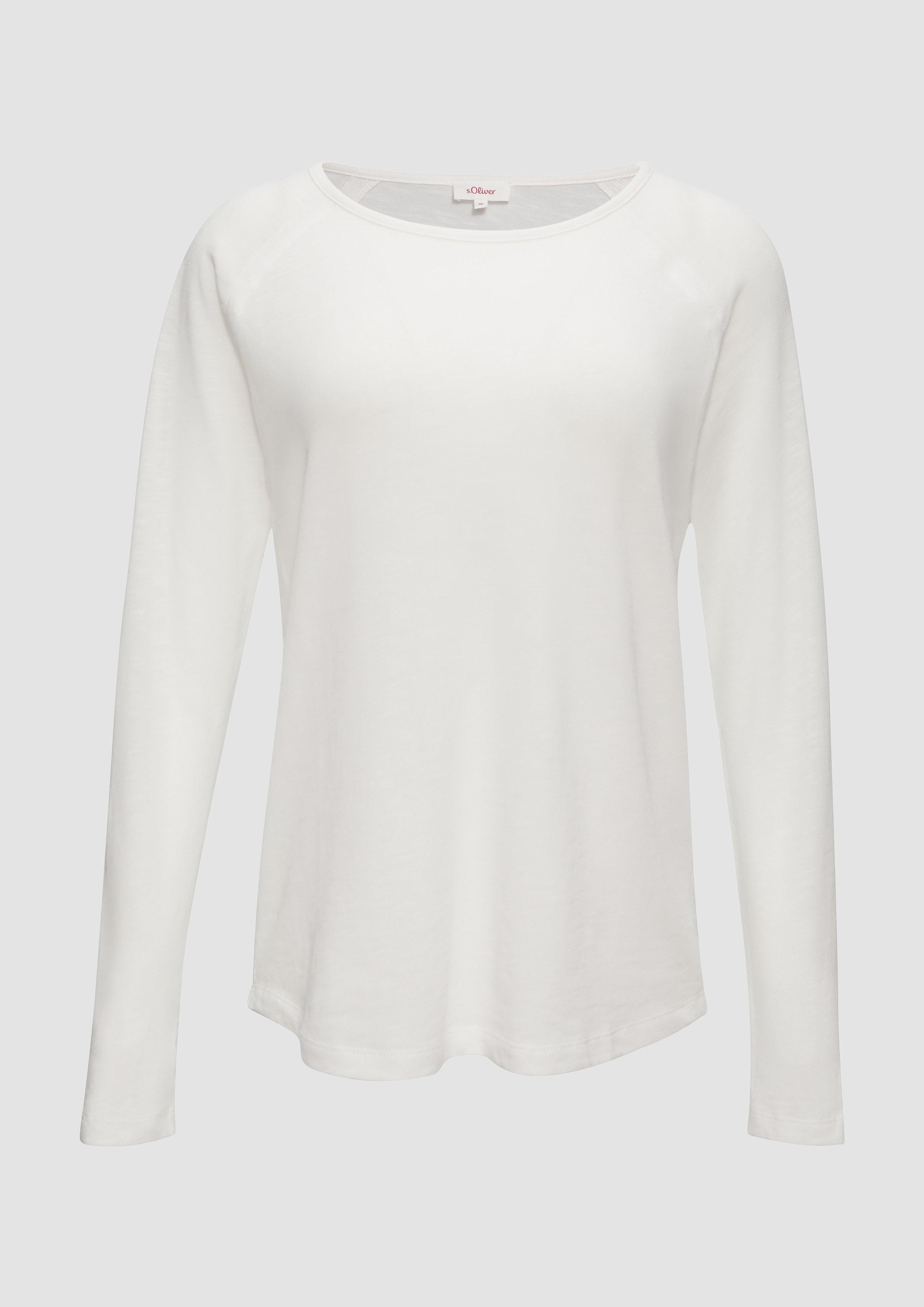 s.Oliver - Langarmshirt mit Flammgarnstruktur und Raglanärmeln, Damen, creme