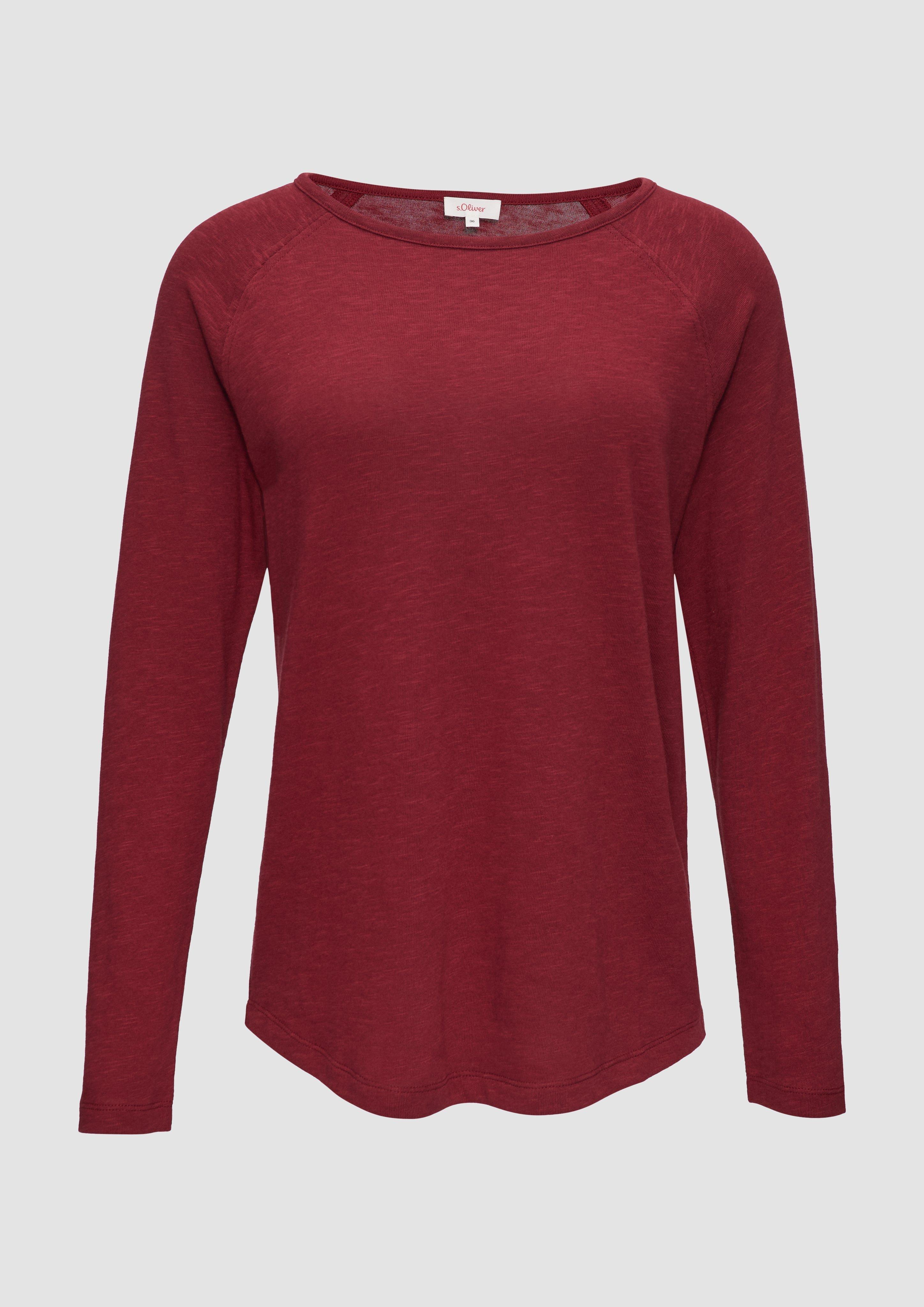 s.Oliver - Langarmshirt mit Flammgarnstruktur und Raglanärmeln, Damen, rot