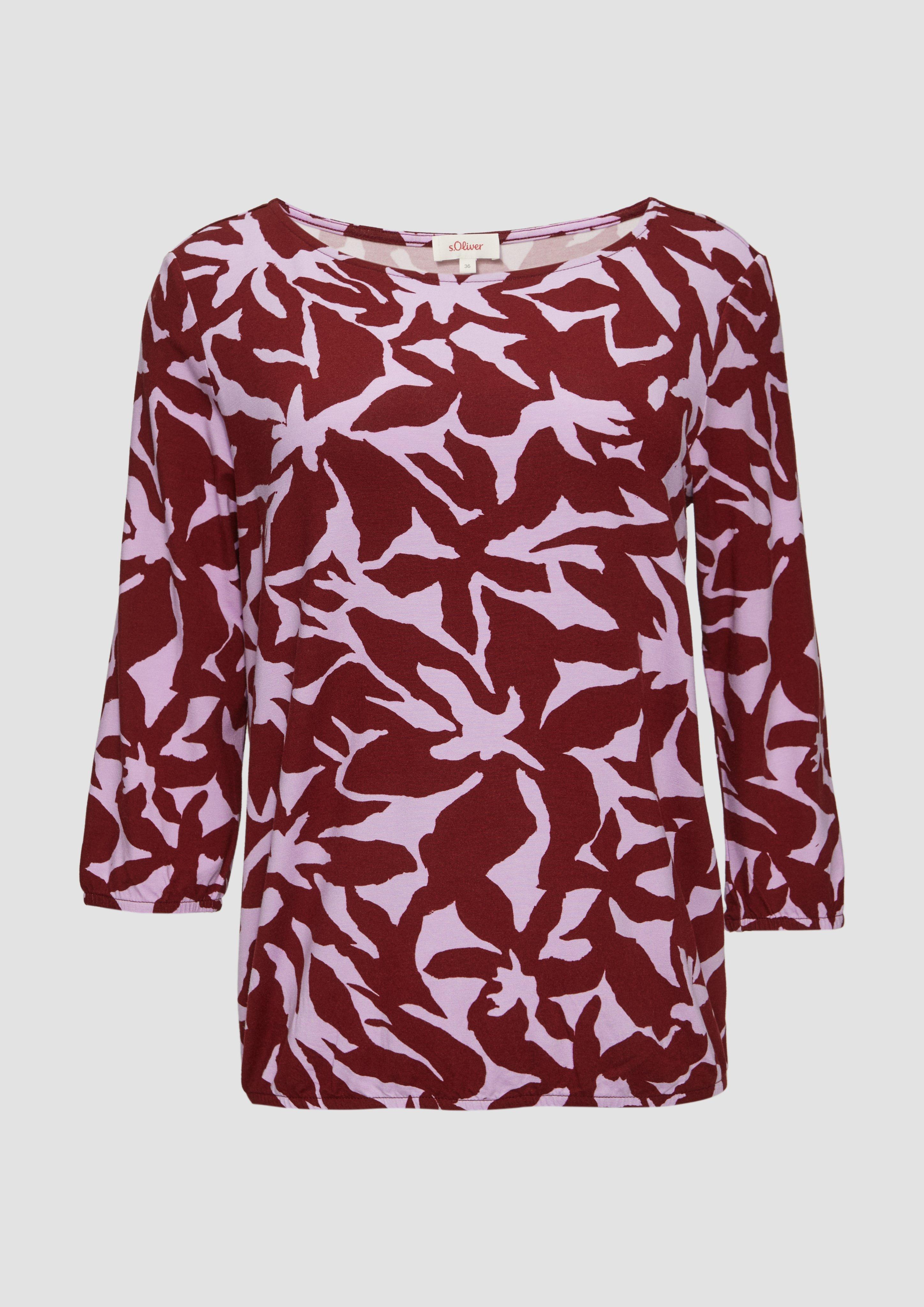 s.Oliver - Shirt mit All-over-Print aus Viskosestretch, Damen, rot