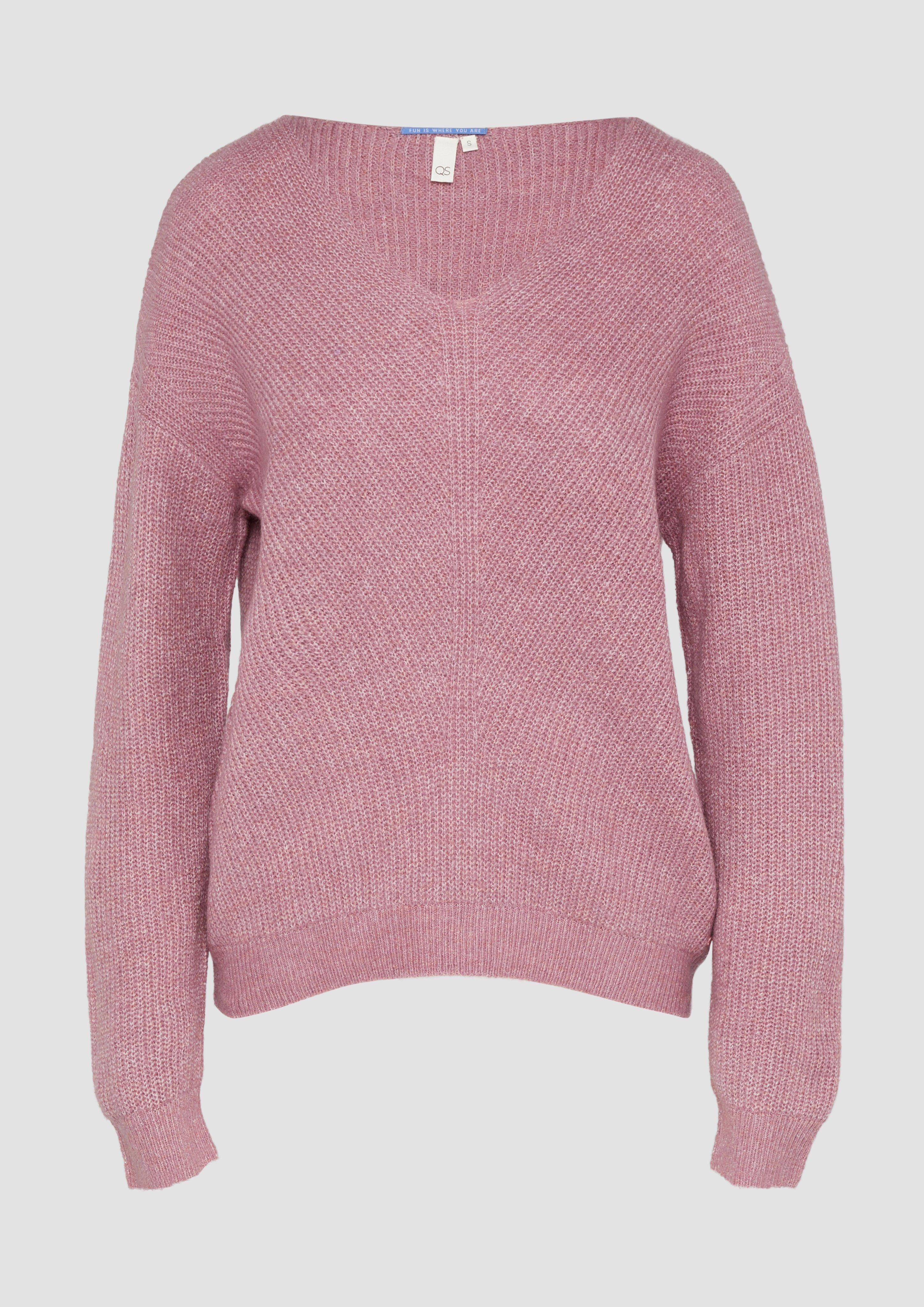 QS - Weicher Pullover mit Rippstruktur, Damen, Rosa