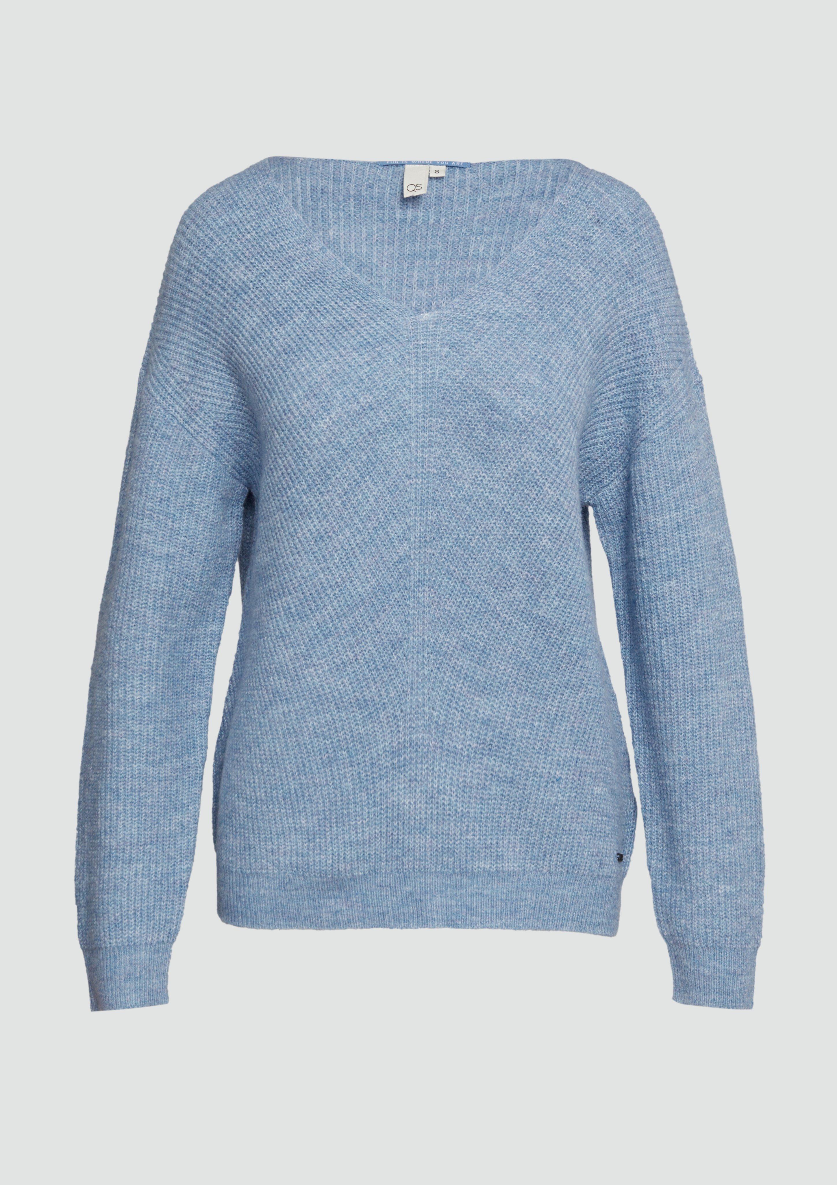 QS - Weicher Pullover mit Rippstruktur, Damen, blau