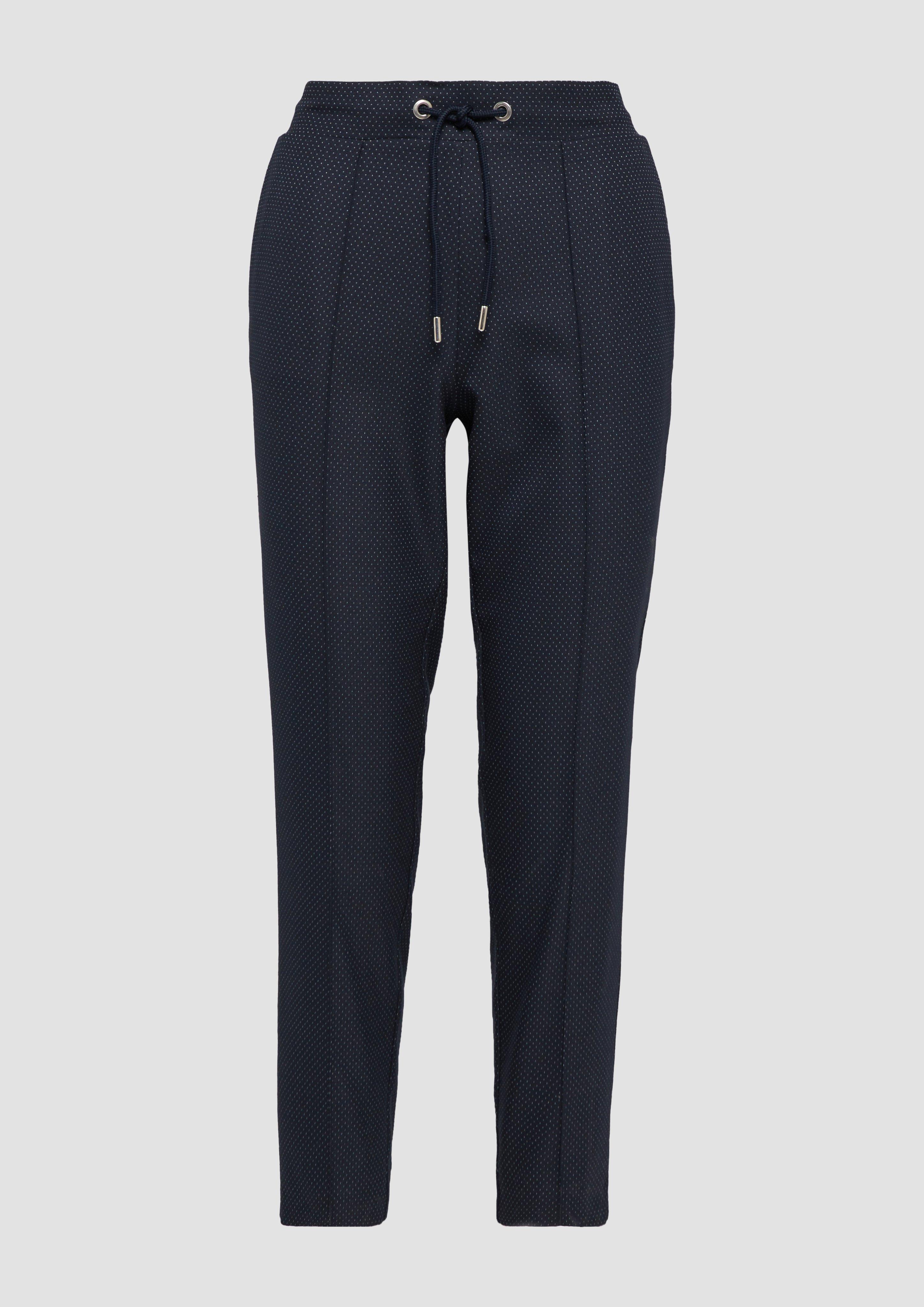 s.Oliver - Fein gepunktete Jogpants mit Tapered Leg, Damen, blau