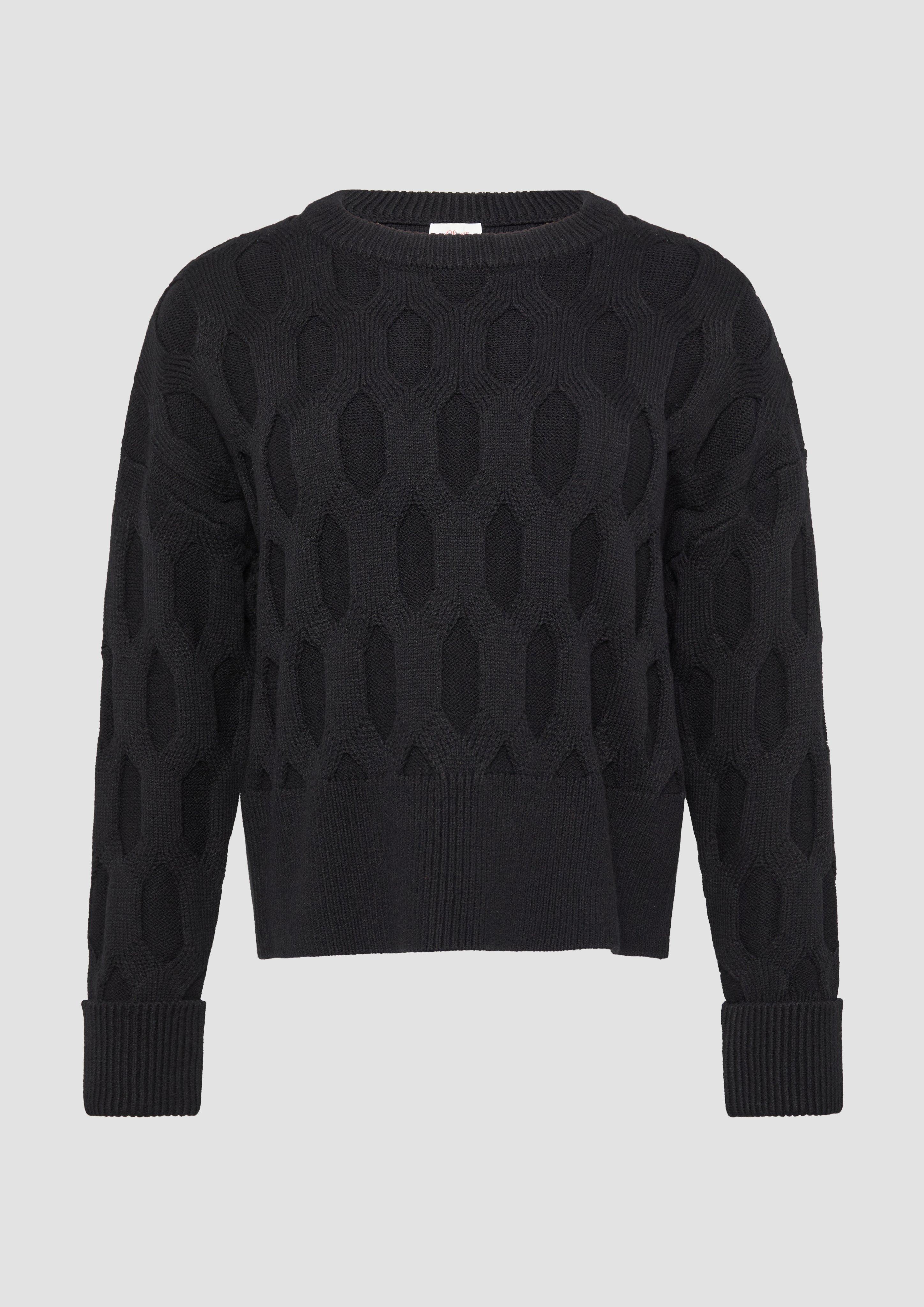 Thumbnail - s.Oliver - Oversized Pullover mit Strickmuster, Damen, schwarz