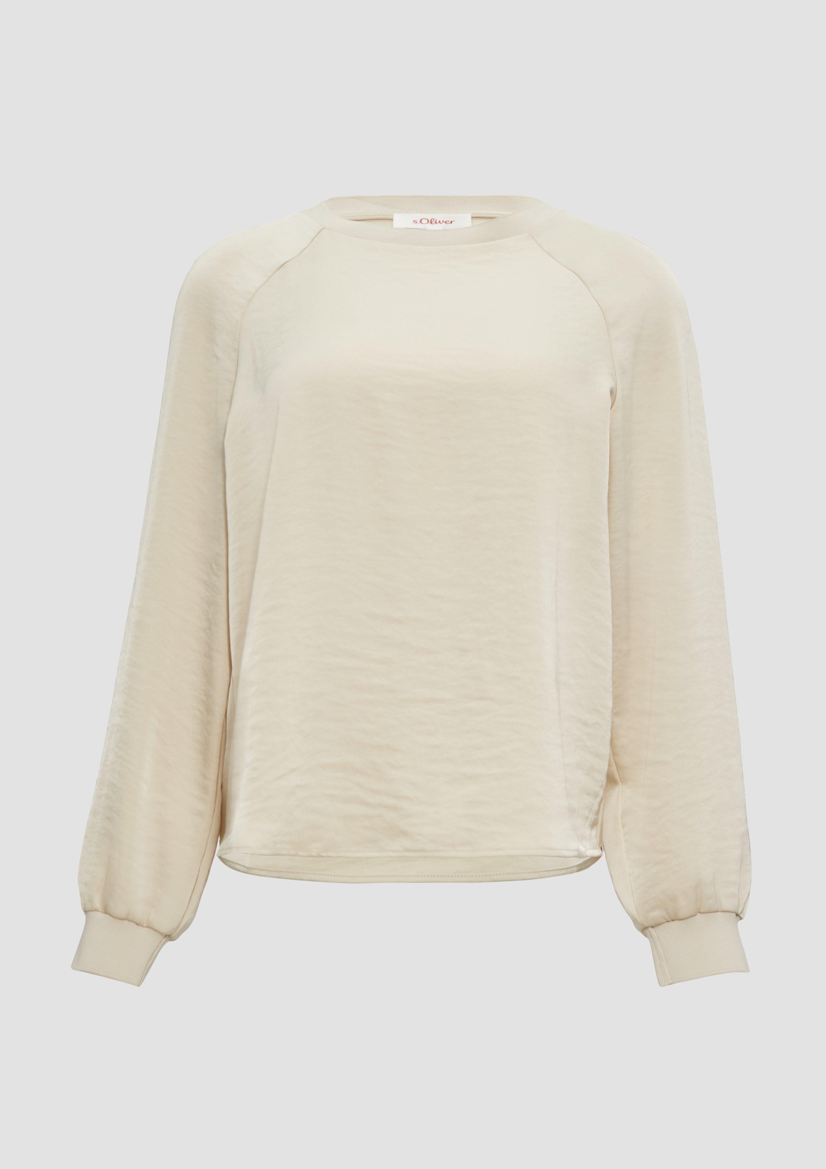 s.Oliver - Blusenshirt aus Satin mit Rippbündchen, Damen, Beige