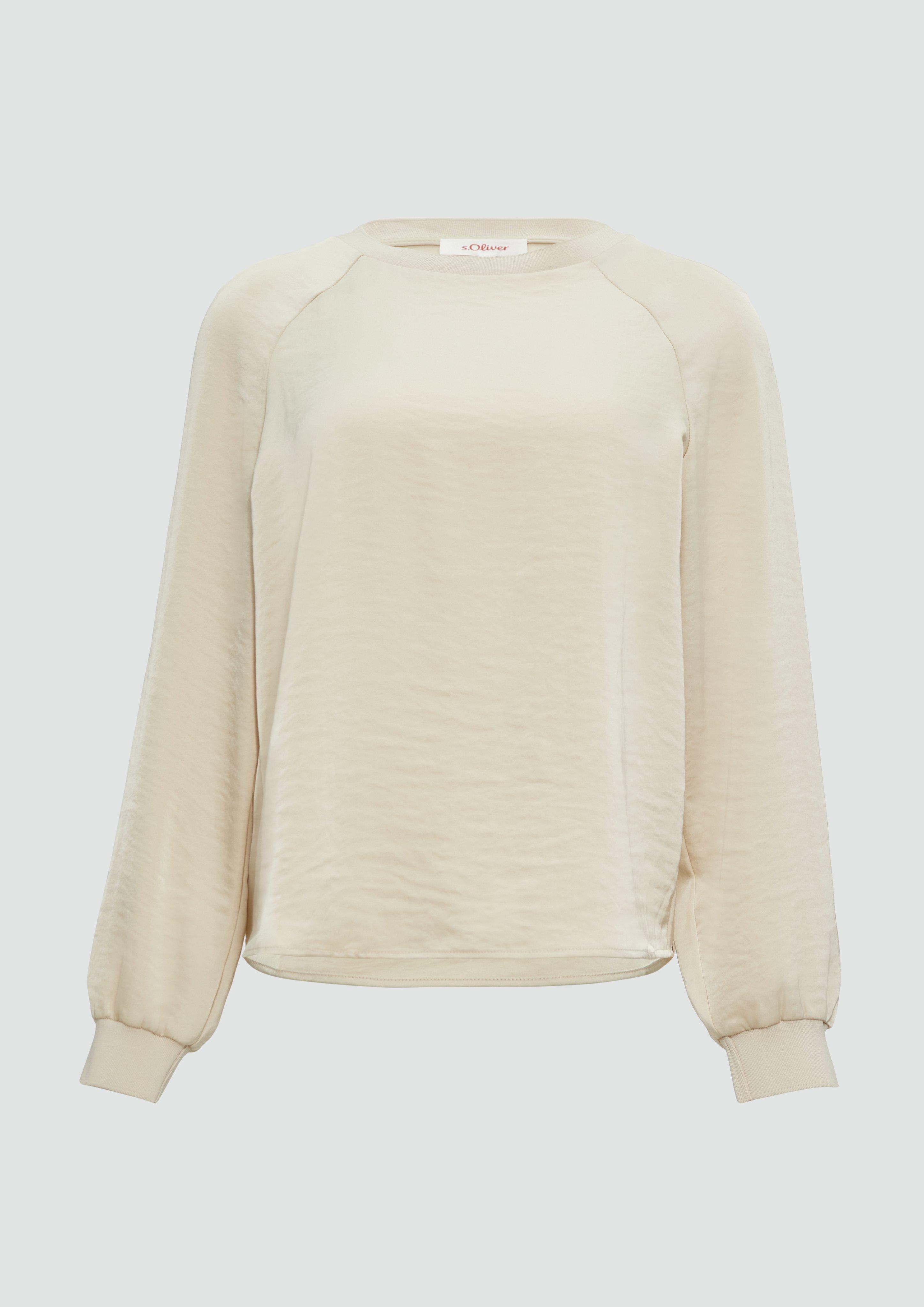 Thumbnail - s.Oliver - Blusenshirt aus Satin mit Rippbündchen, Damen, Beige