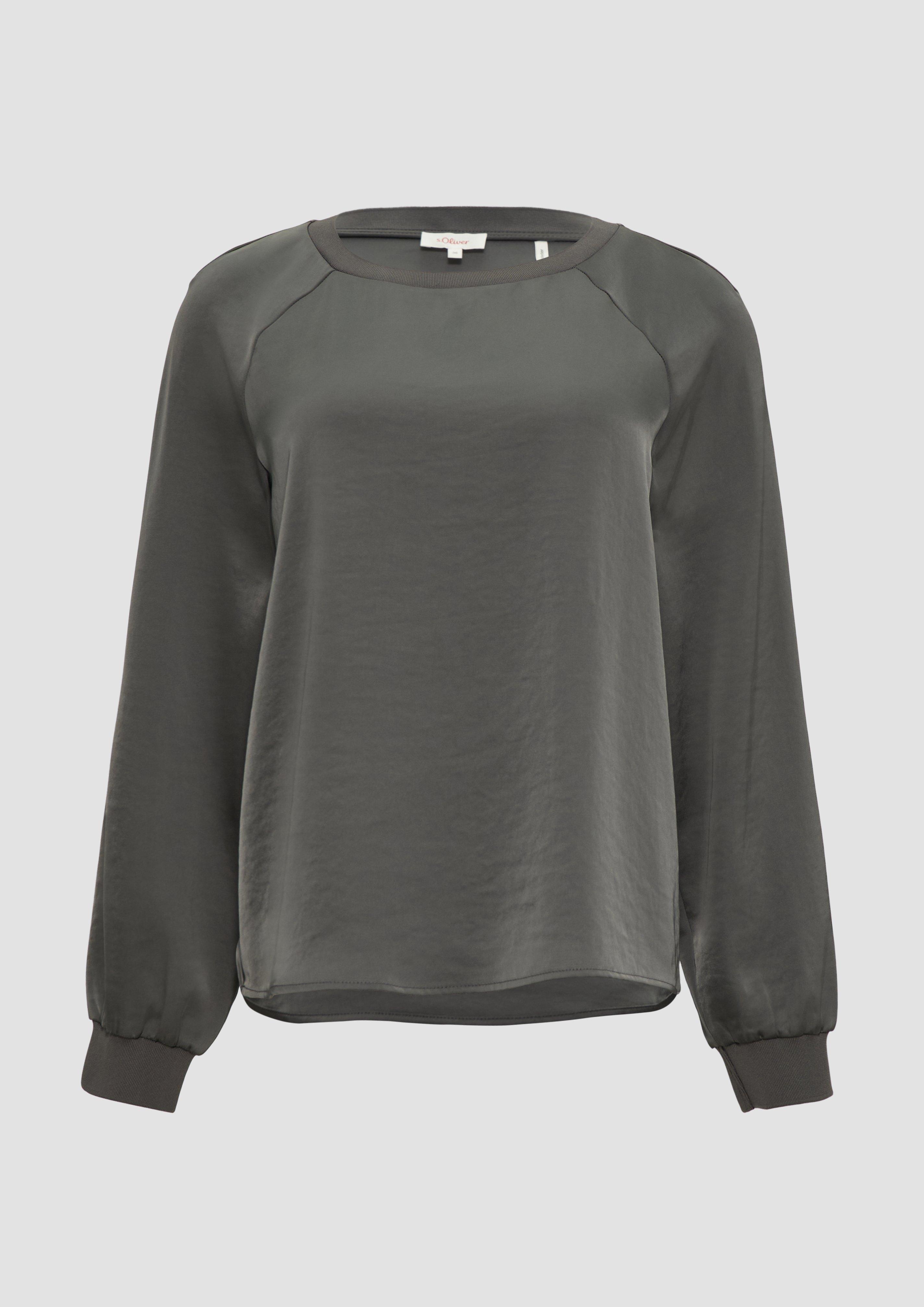 s.Oliver - Blusenshirt aus Satin mit Rippbündchen, Damen, grau