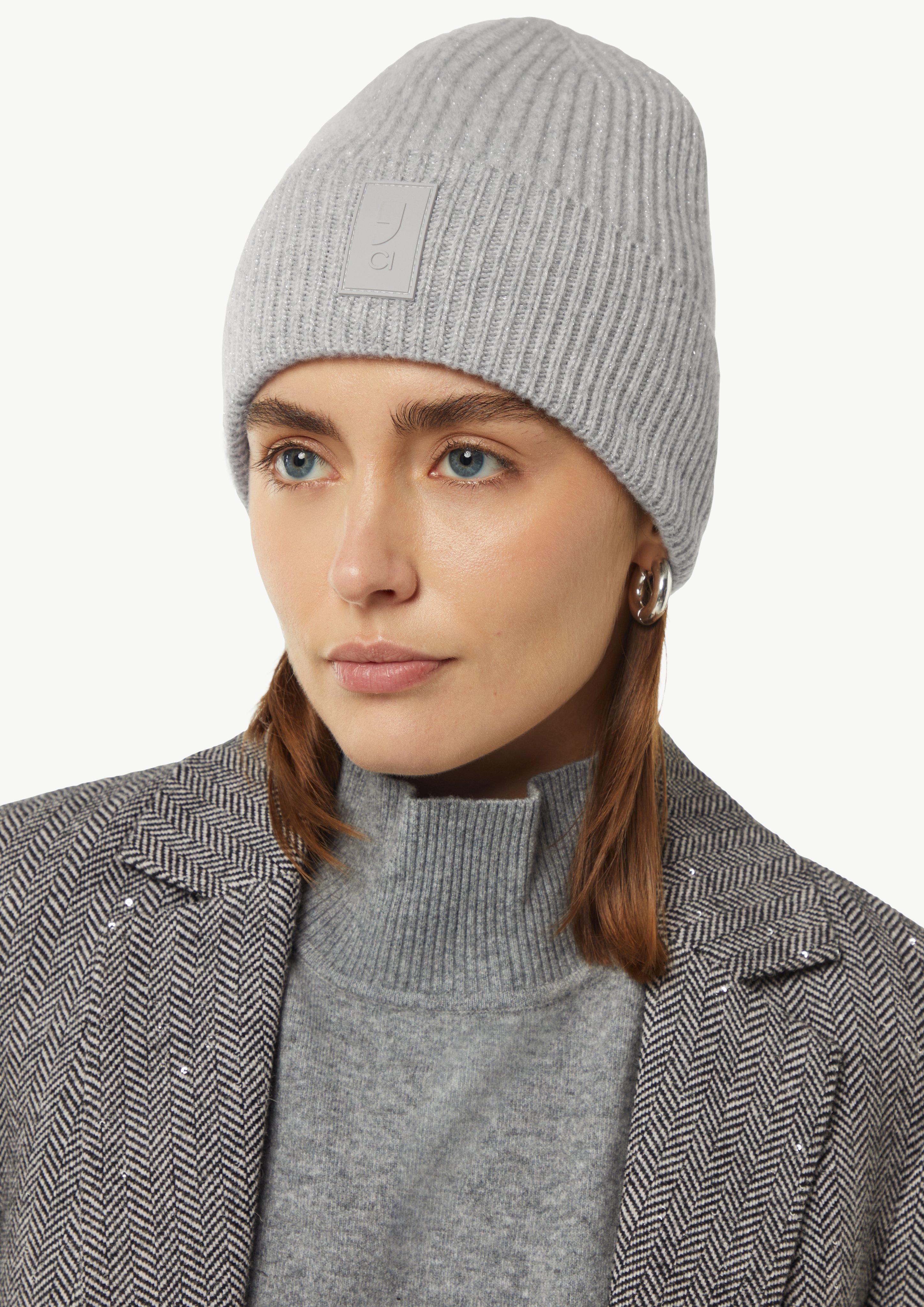 Knitted hat with glitter yarn - Grey | SCAYLE