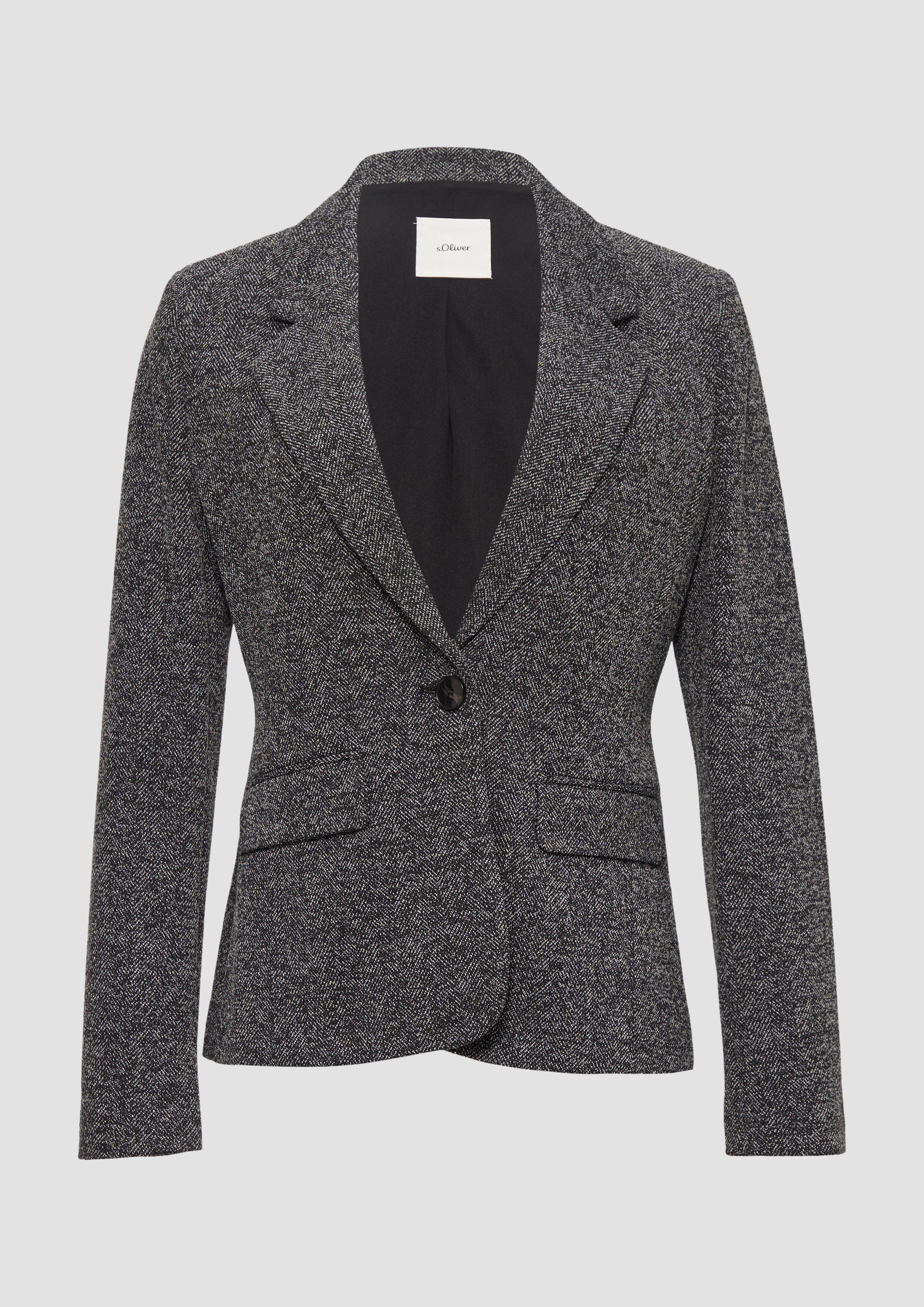 s.Oliver - Schmal geschnittener Blazer aus Interlockjersey, Damen, schwarz