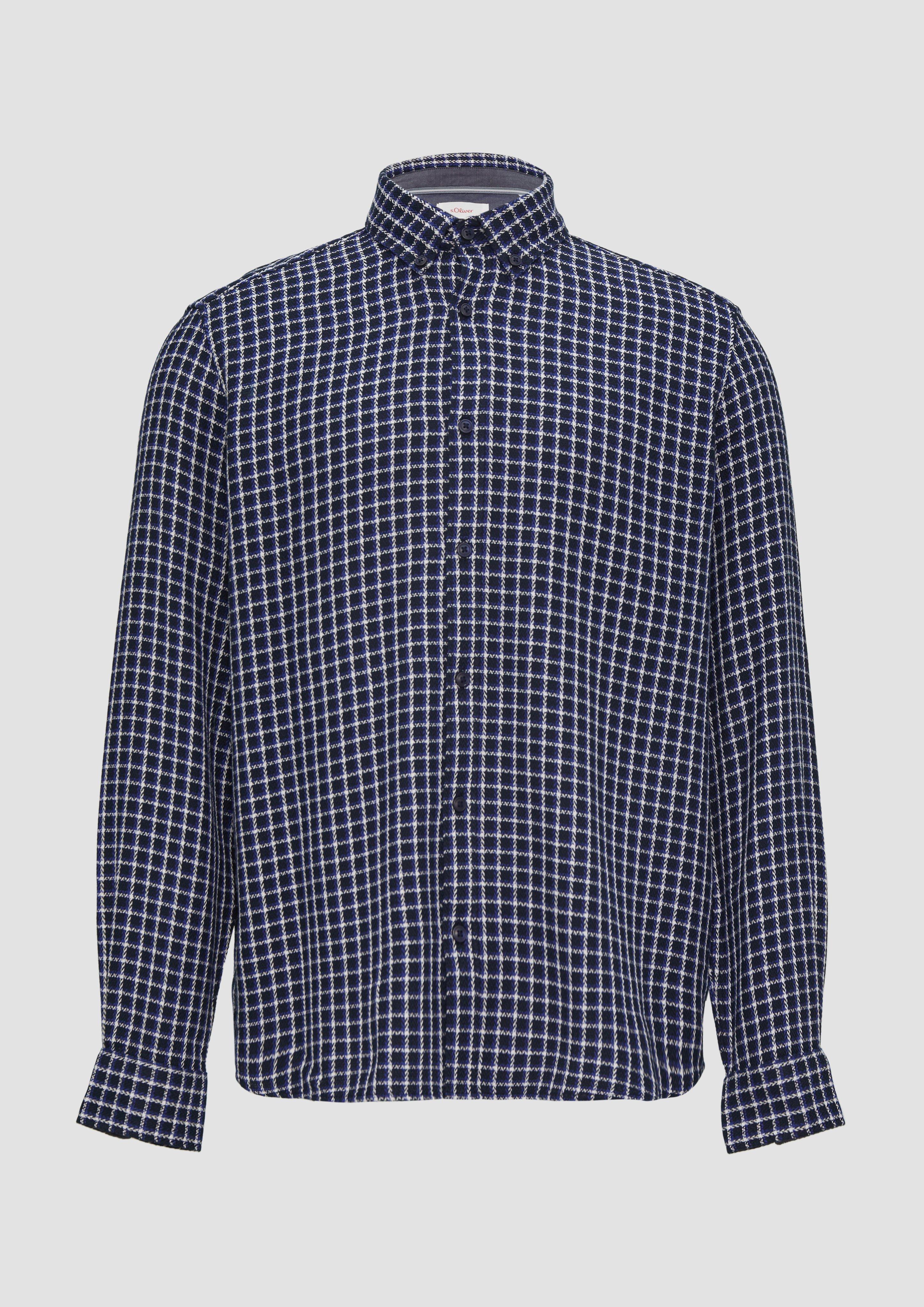 s.Oliver - Regular Fit: Strukturiertes Baumwollhemd mit Button-down-Kragen, Herren, blau