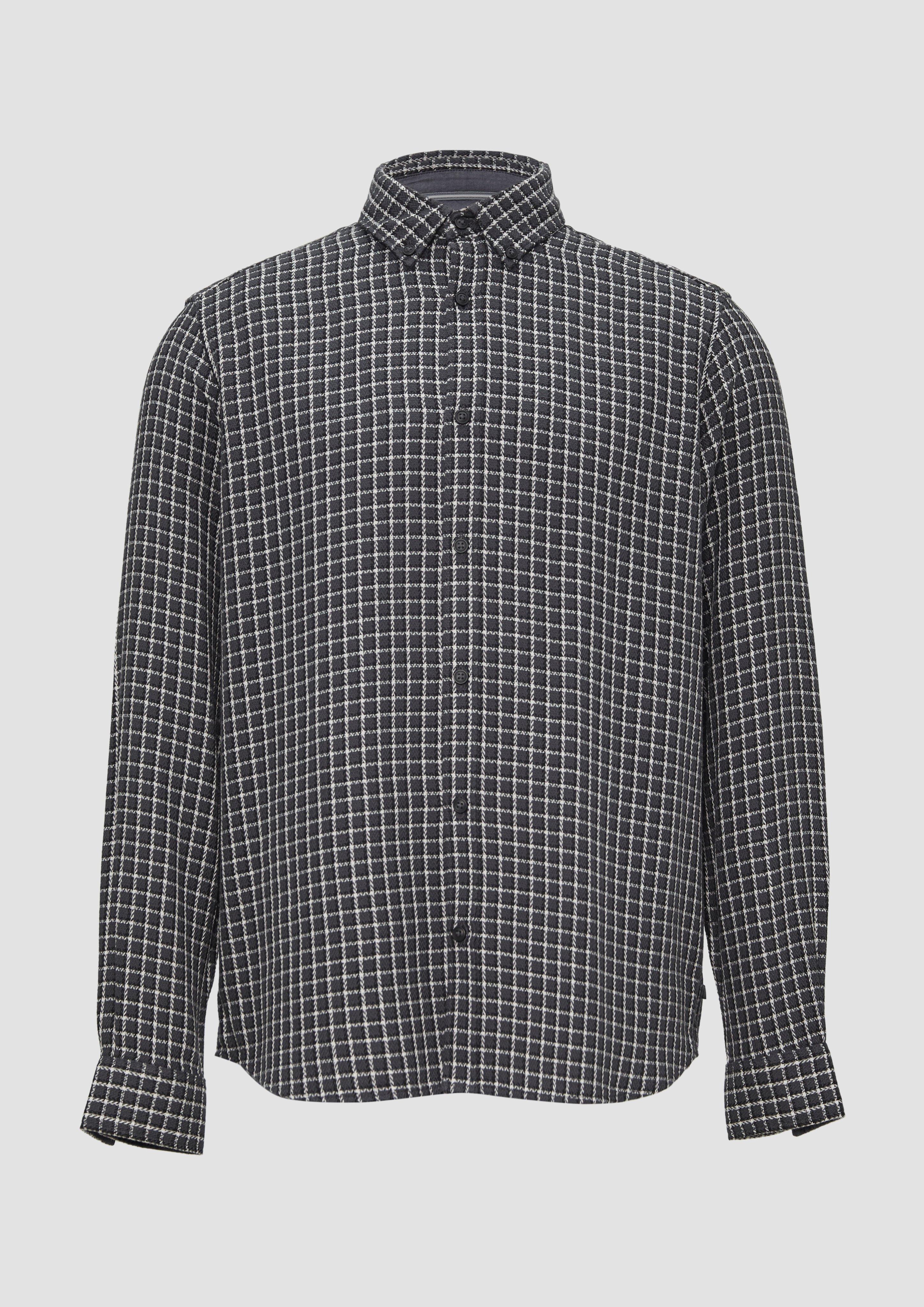 s.Oliver - Regular Fit: Strukturiertes Baumwollhemd mit Button-down-Kragen, Herren, grau