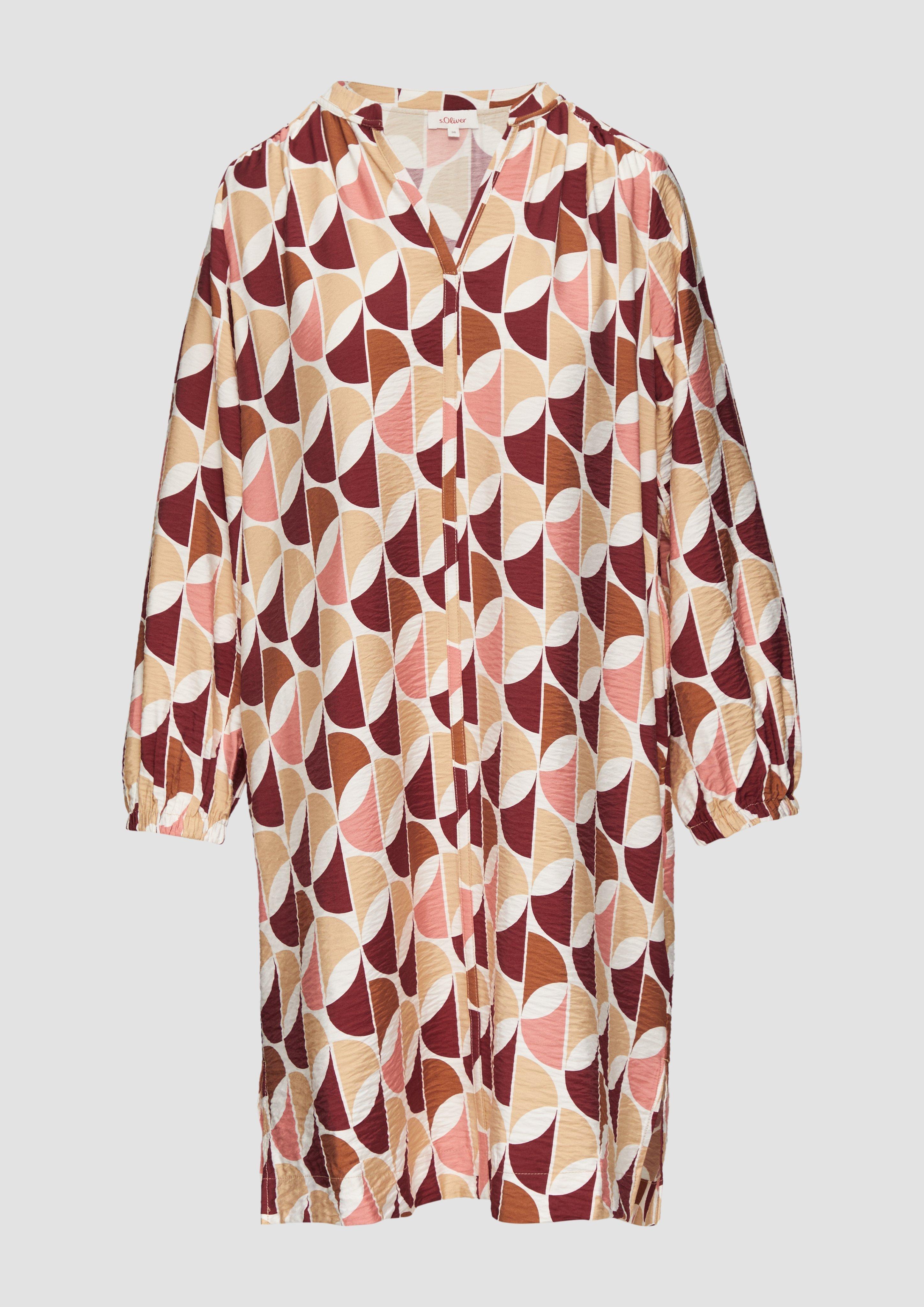 Thumbnail - s.Oliver - Viskose-Kleid mit All-over-Print und seitlichen Eingrifftaschen, Damen, rot